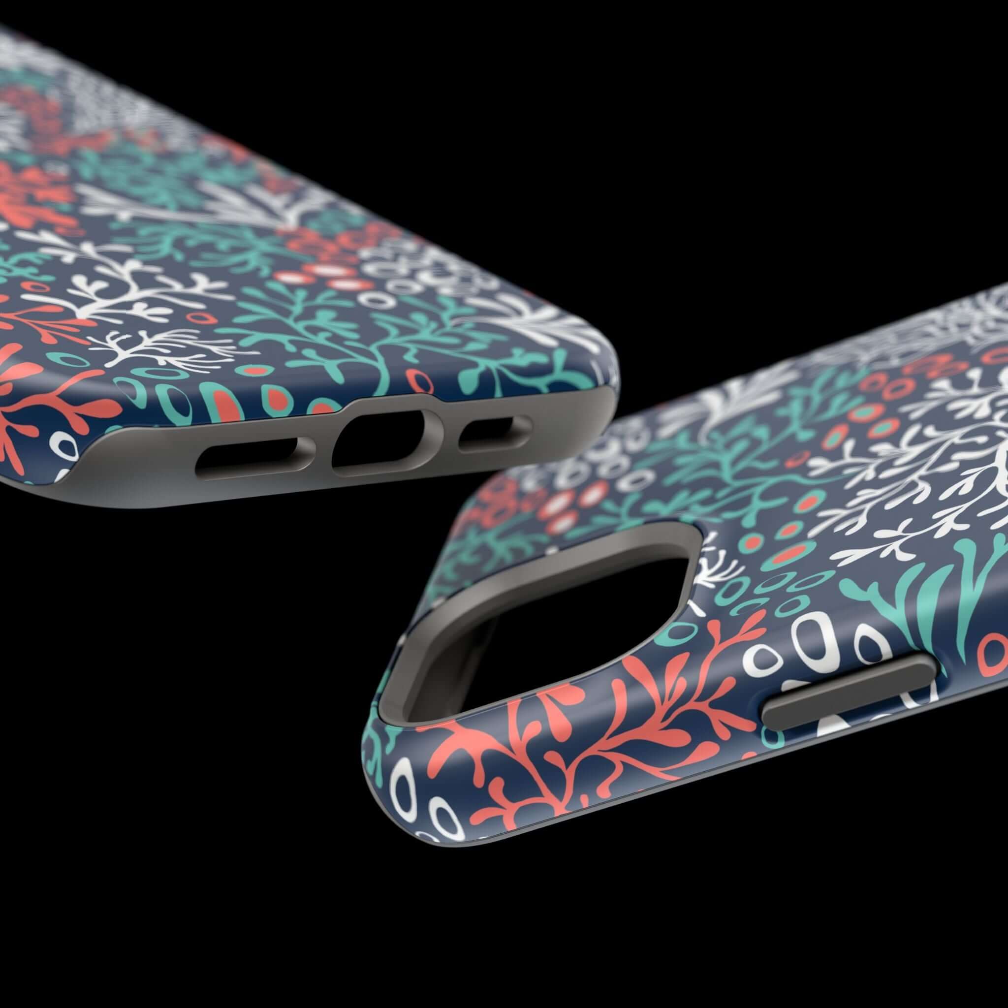 Colorful coral reef print on cute phone case for iPhone 16, featuring vibrant beachy design and durable protection.