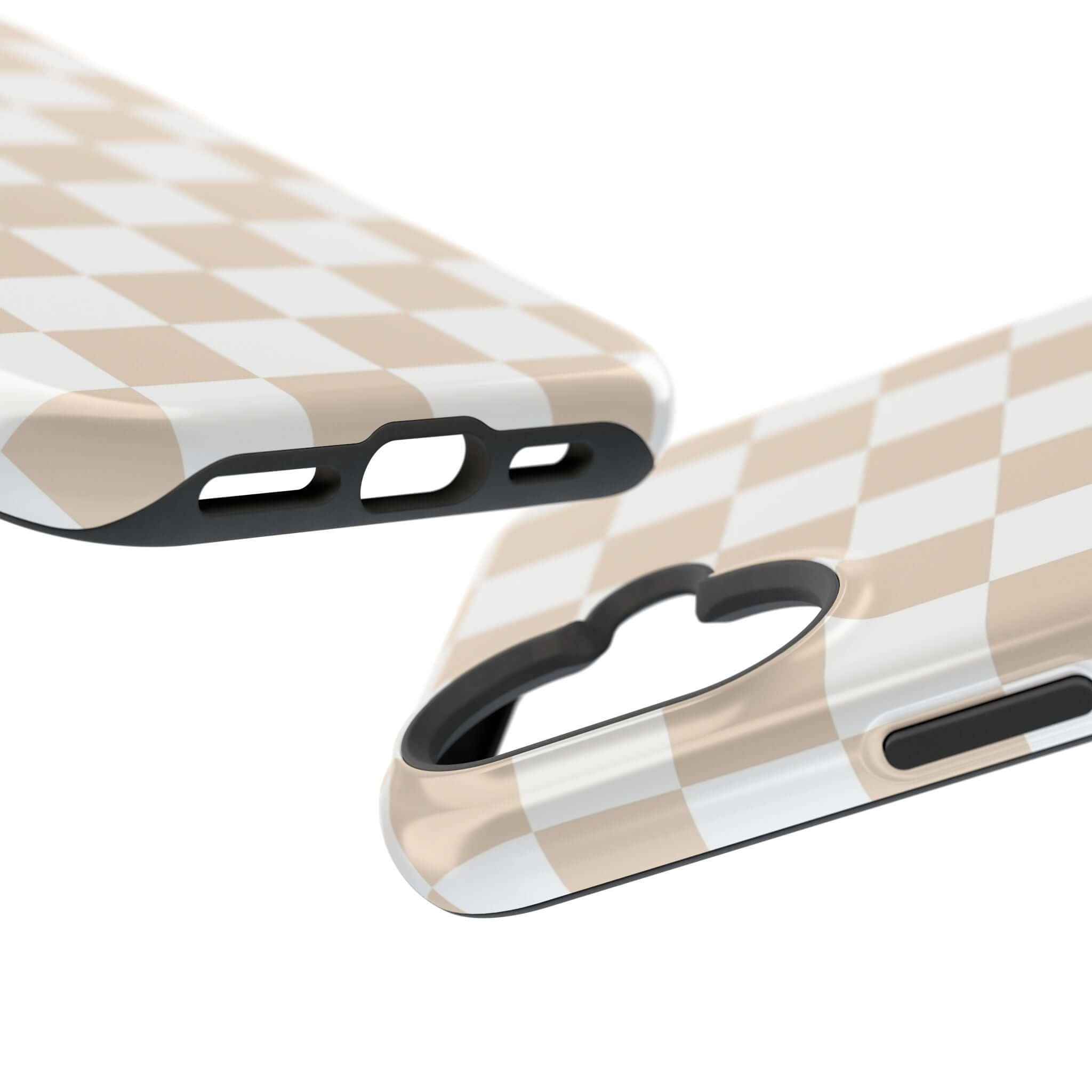 Cream Checkered Cute MagSafe Protective iPhone 16 Case