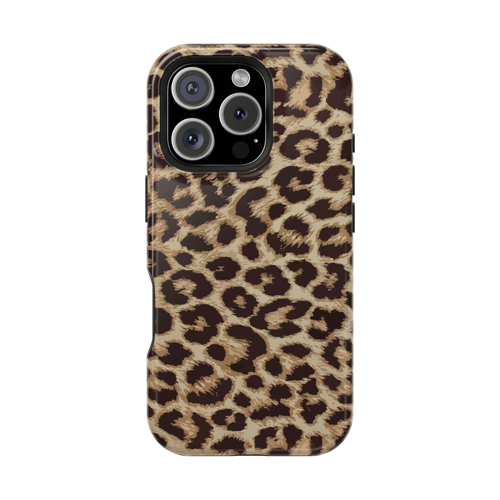 Stylish Savannah Rush Cheetah Case for iPhone 16 with MagSafe, featuring a bold leopard print for a cute and functional phone accessory.