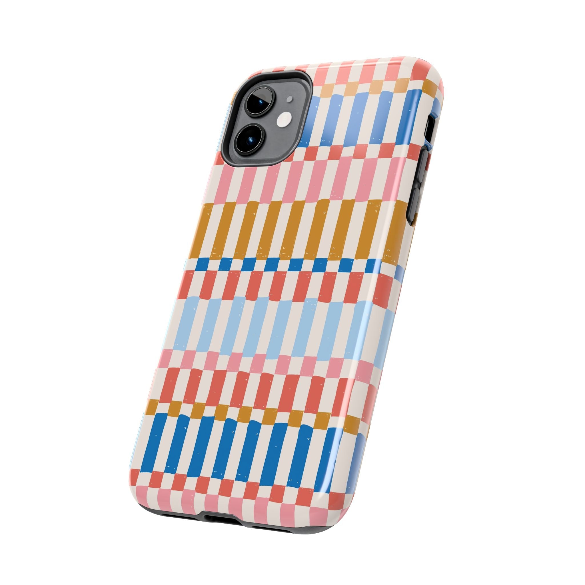 Vintage Colorwave Stripes iPhone case with vibrant pastel colors; cute iPhone case cover for stylish and protective phone use.