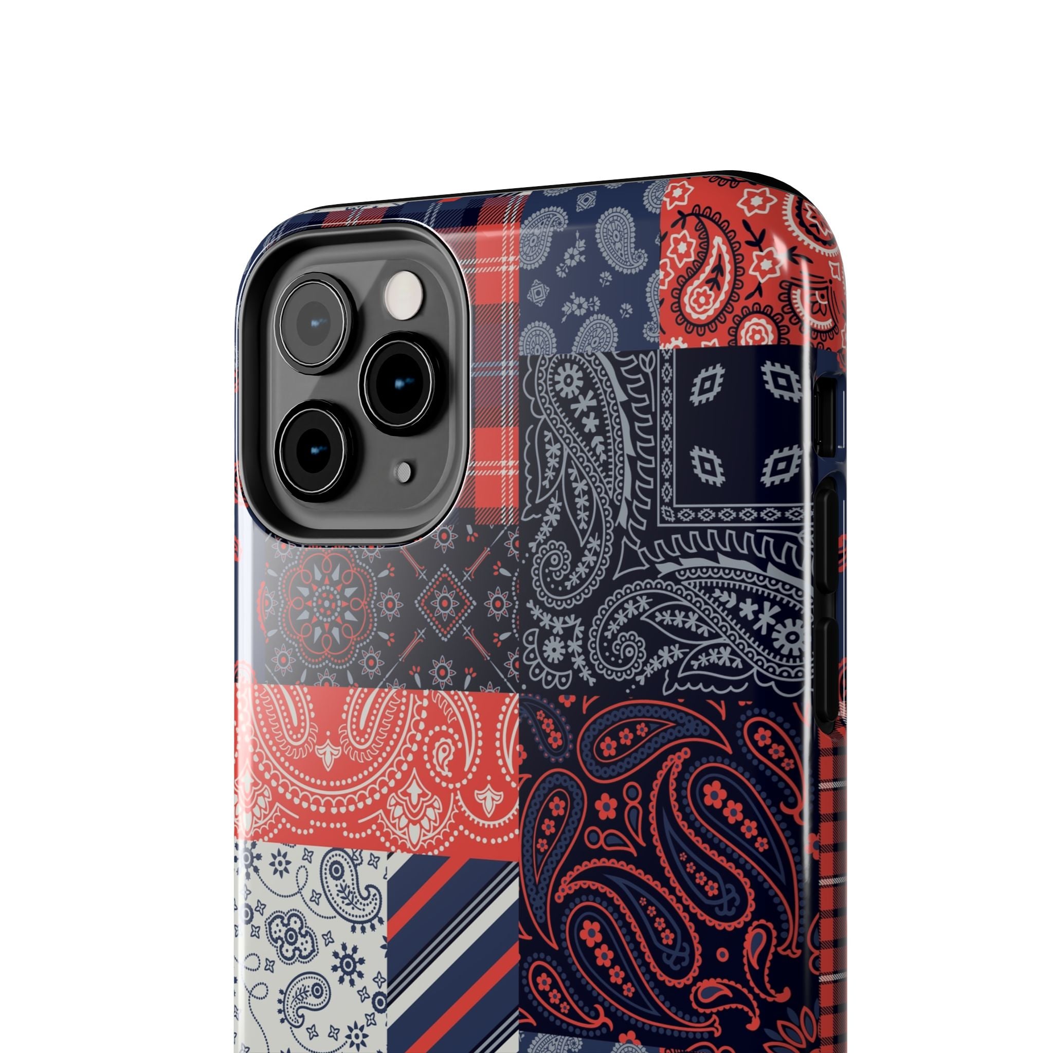 Bandana patchwork phone case for iPhone 14 Pro with cute and bookish design