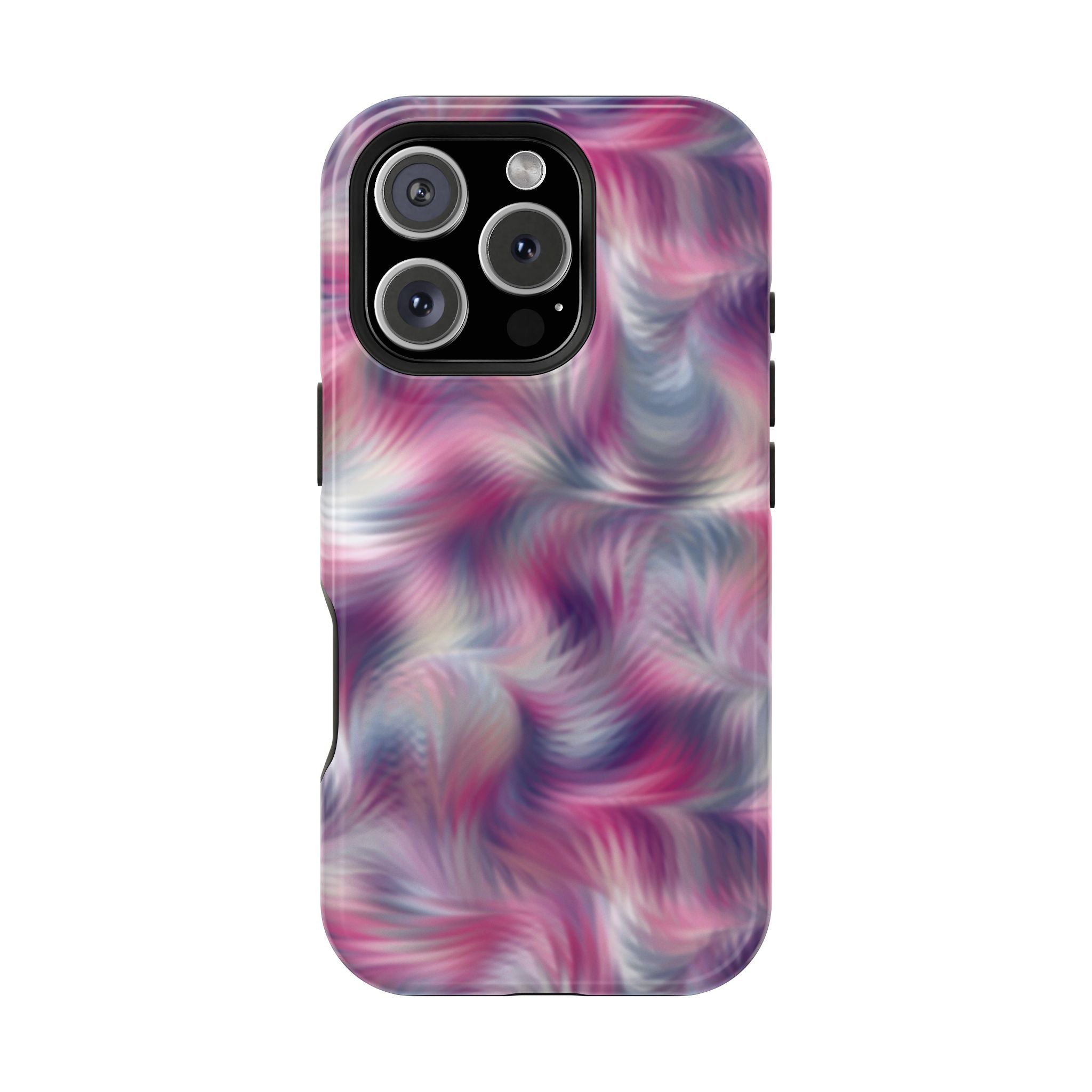 Quirky Losing Sight Purple Abstract MagSafe iPhone Case with tie dye swirl design, cute phone cover to showcase playful style.