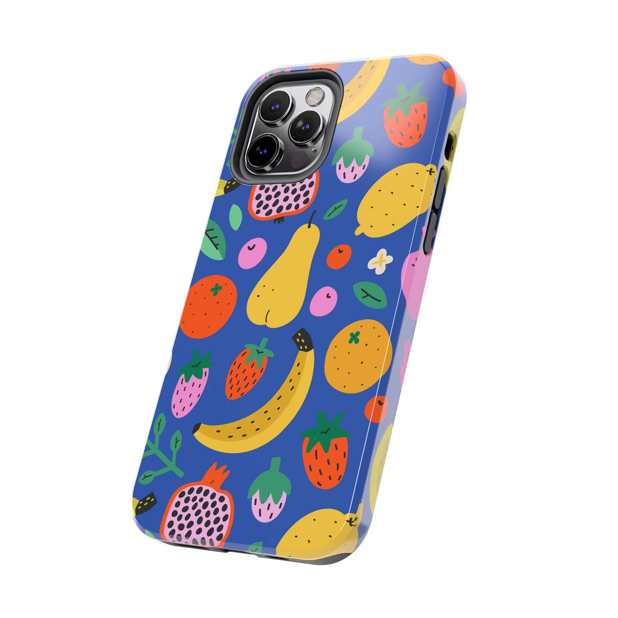 Cute phone cover with colorful beachy fruit design for Apple iPhone, perfect for summer vibes and protection.