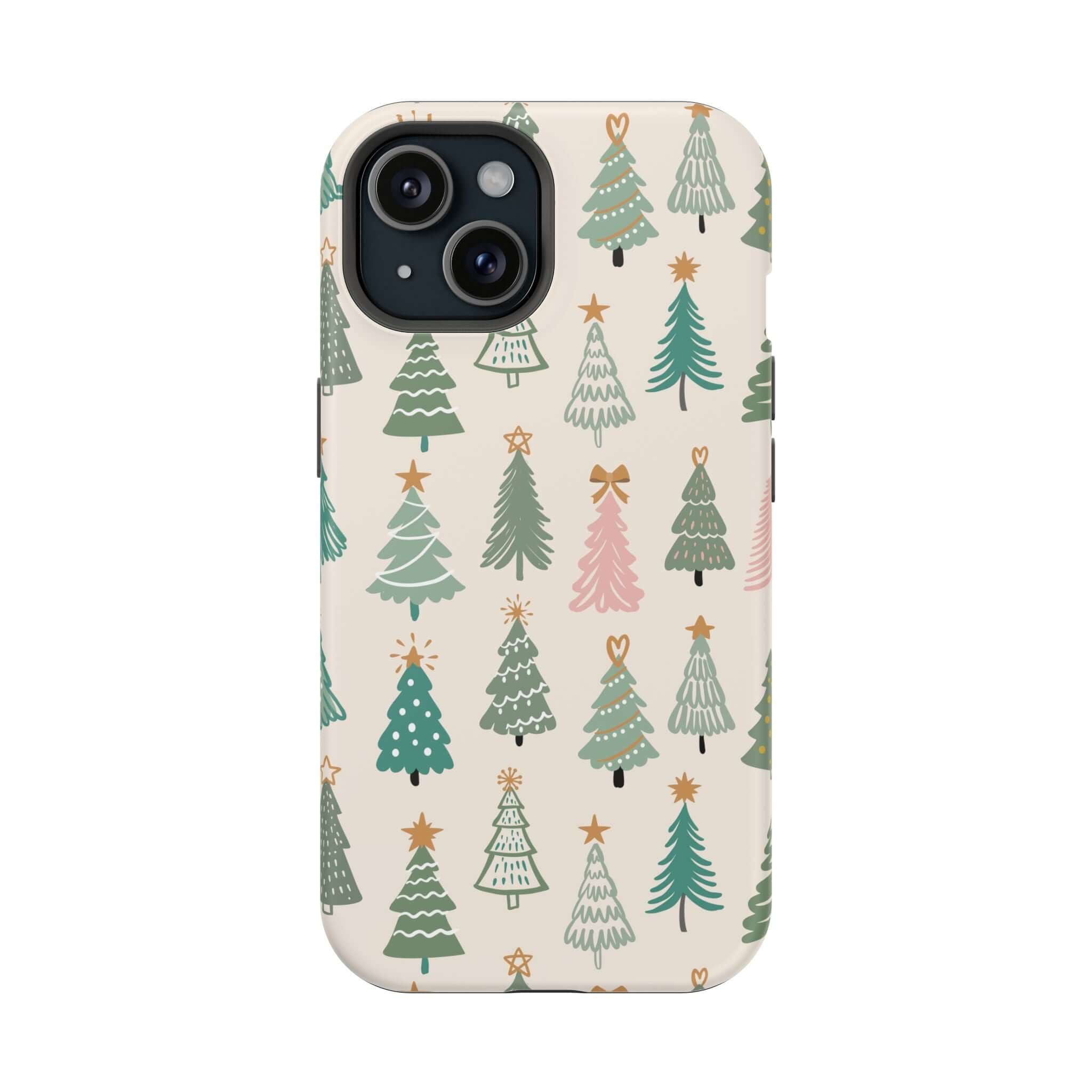 Cute Christmas tree MagSafe phone case with festive holiday design and xmas phone case keywords.