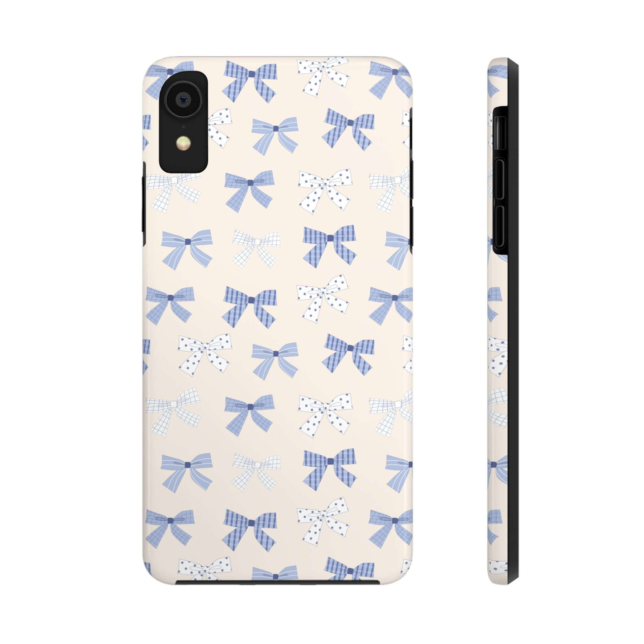 Cute Phone Case for iPhone 16 with Blue Bows, Perfect for Bride to Be, Showcasing Playful and Girlie Design, Blue Coquette Case