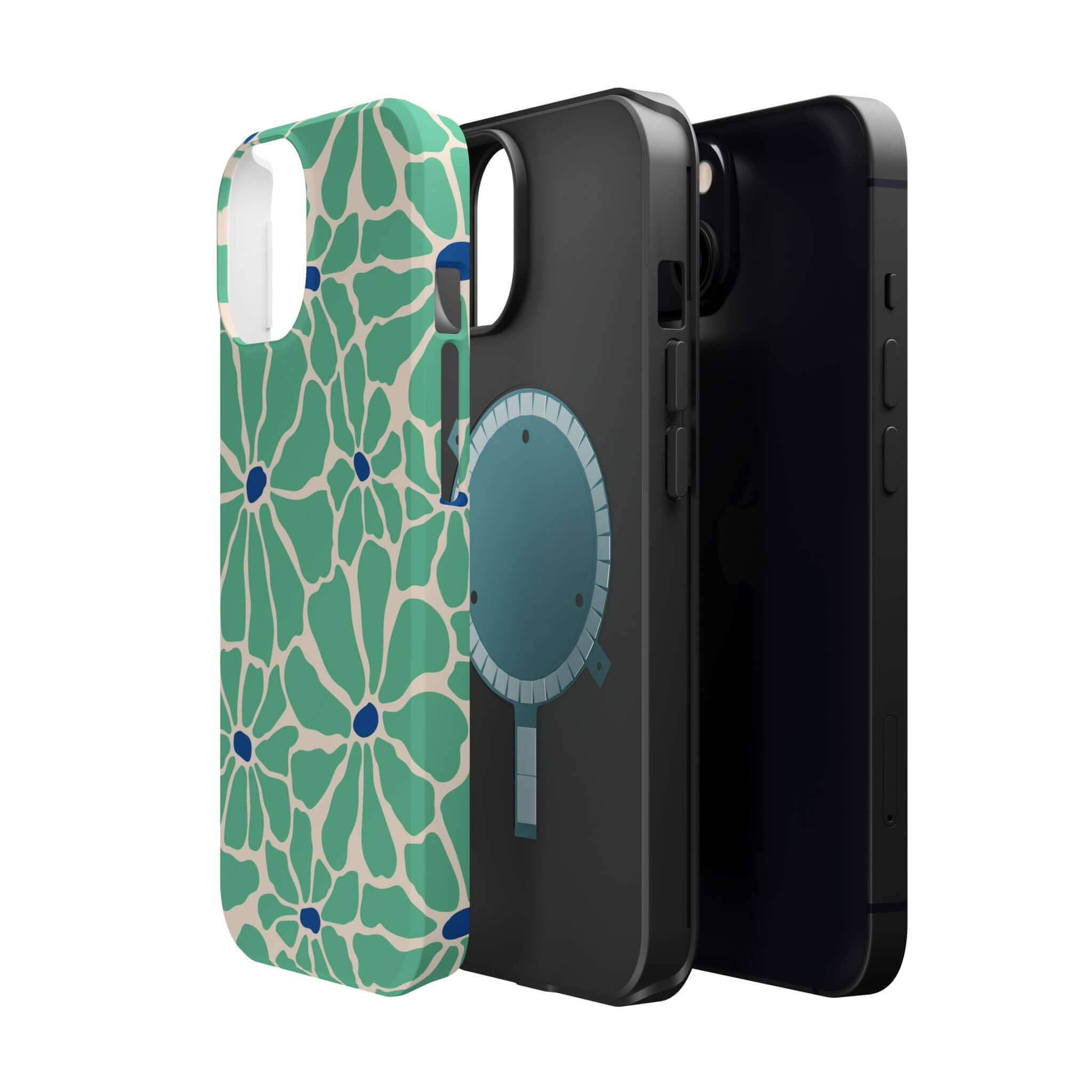 Cute Tropical Splash Retro Floral Case for Apple iPhone, showcasing vibrant design and MagSafe compatibility.