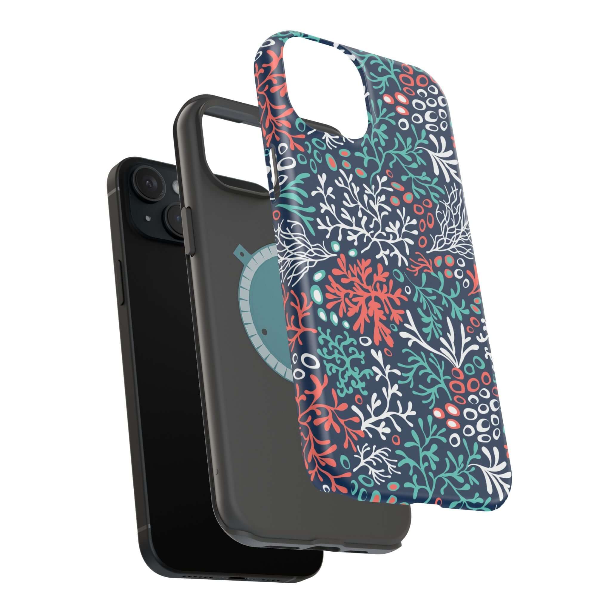 Colorful coral reef iPhone 16 case with vibrant design, perfect cute beachy phone case for stylish device protection.