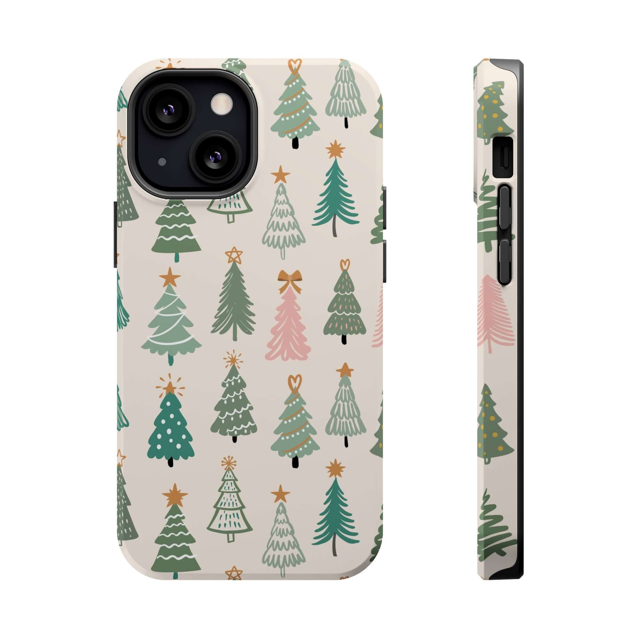 Festive O Christmas Tree MagSafe case with holiday tree design, perfect holiday case for a cute and protective Xmas phone cover.