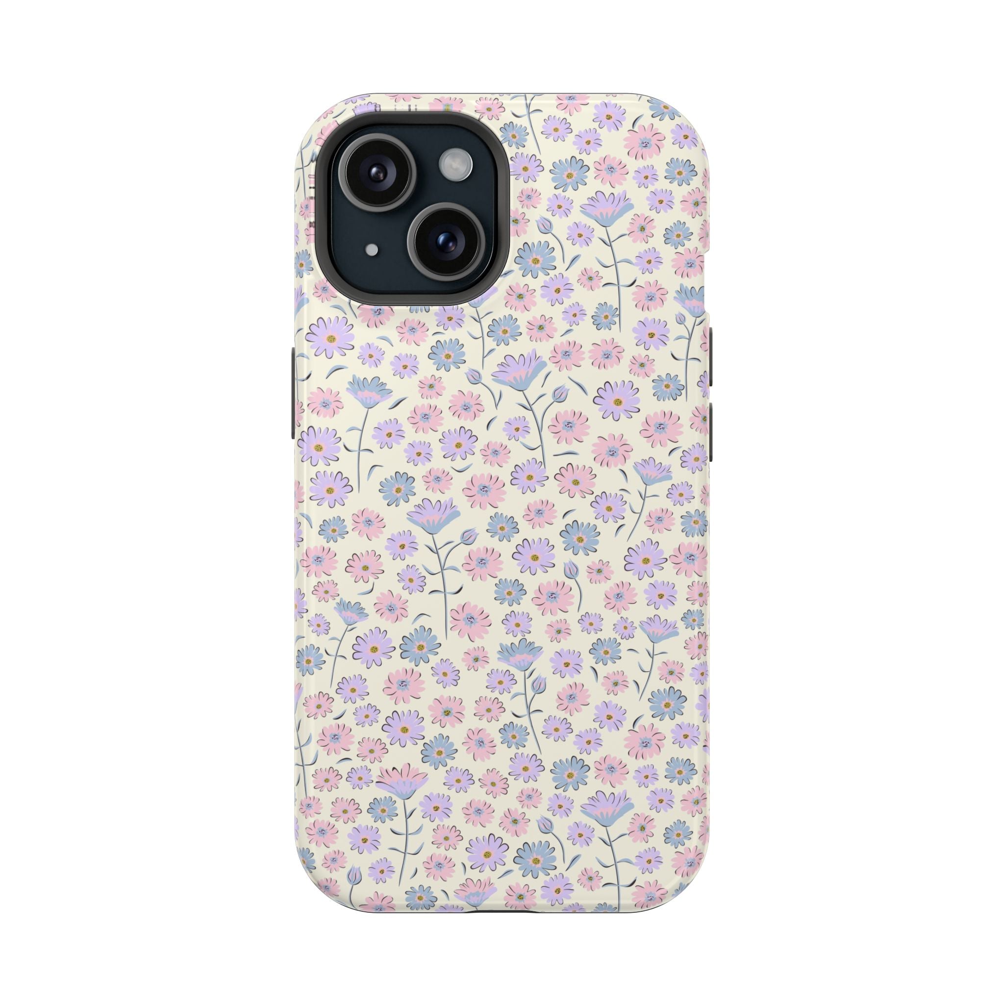 Cute Cottagecore Pink Flower iPhone 16 Case - Adorable MagSafe Phone Cover with Delicate Floral Design, Protective and Stylish