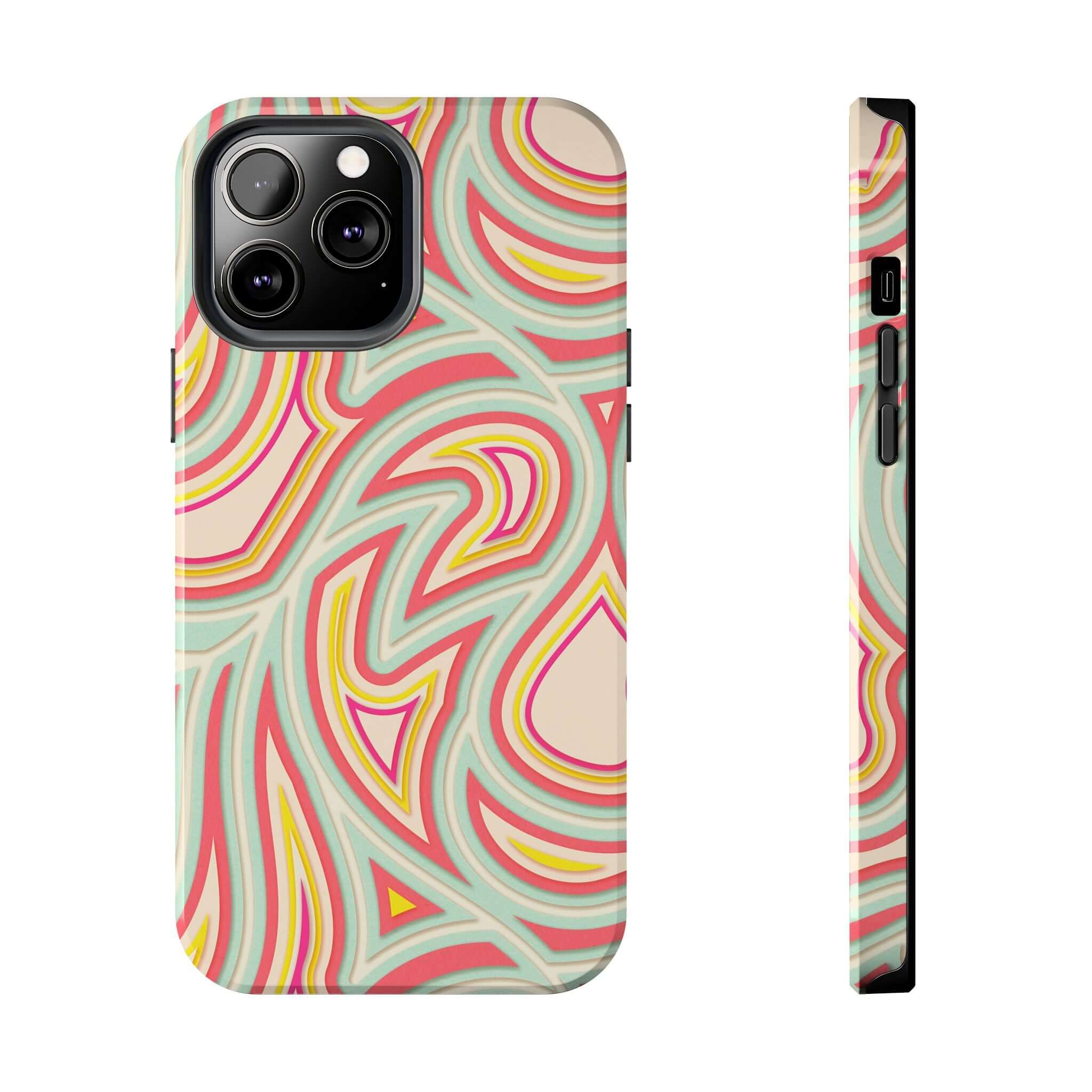 Groovy Waves Retro Abstract Phone Case with colorful swirls for iPhone and Samsung models - Cute phone cover with retro flowers design