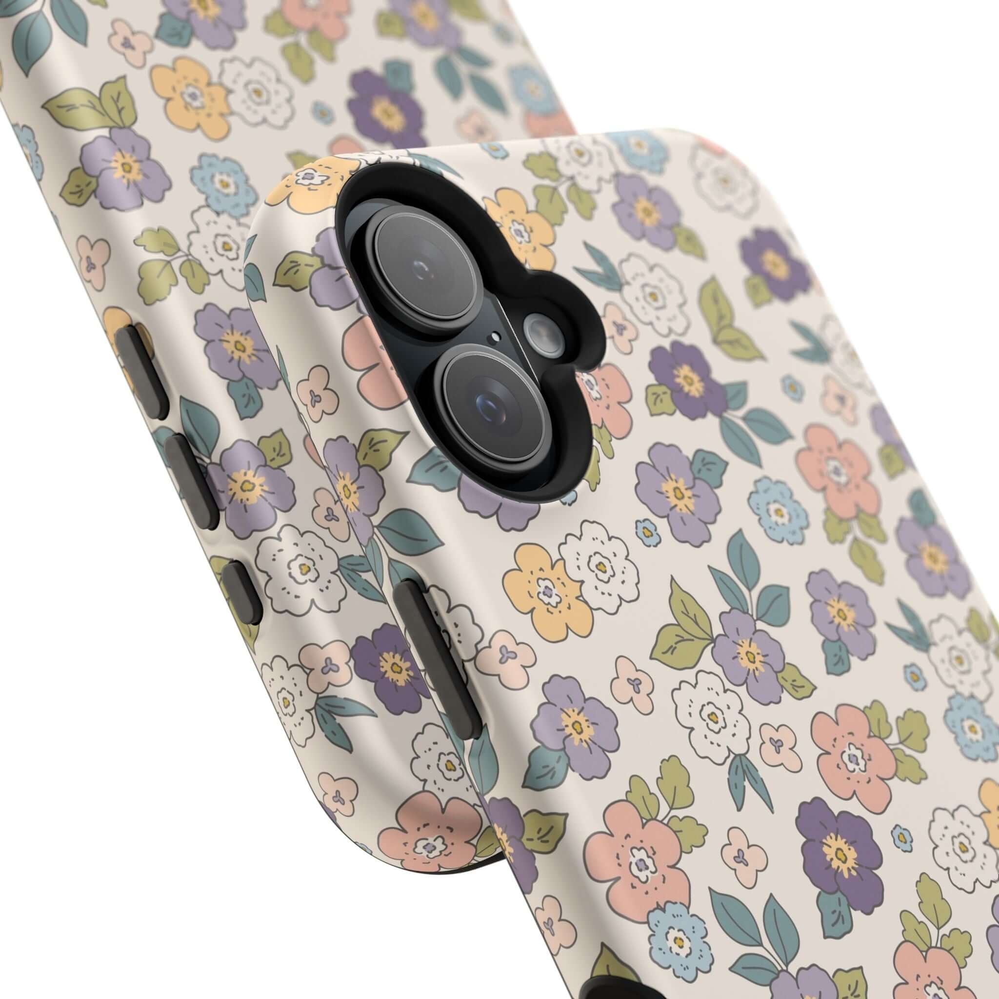 Colorful Ditsy Daisies iPhone case showcasing cute floral design, perfect for a beachy look and stylish phone covers.