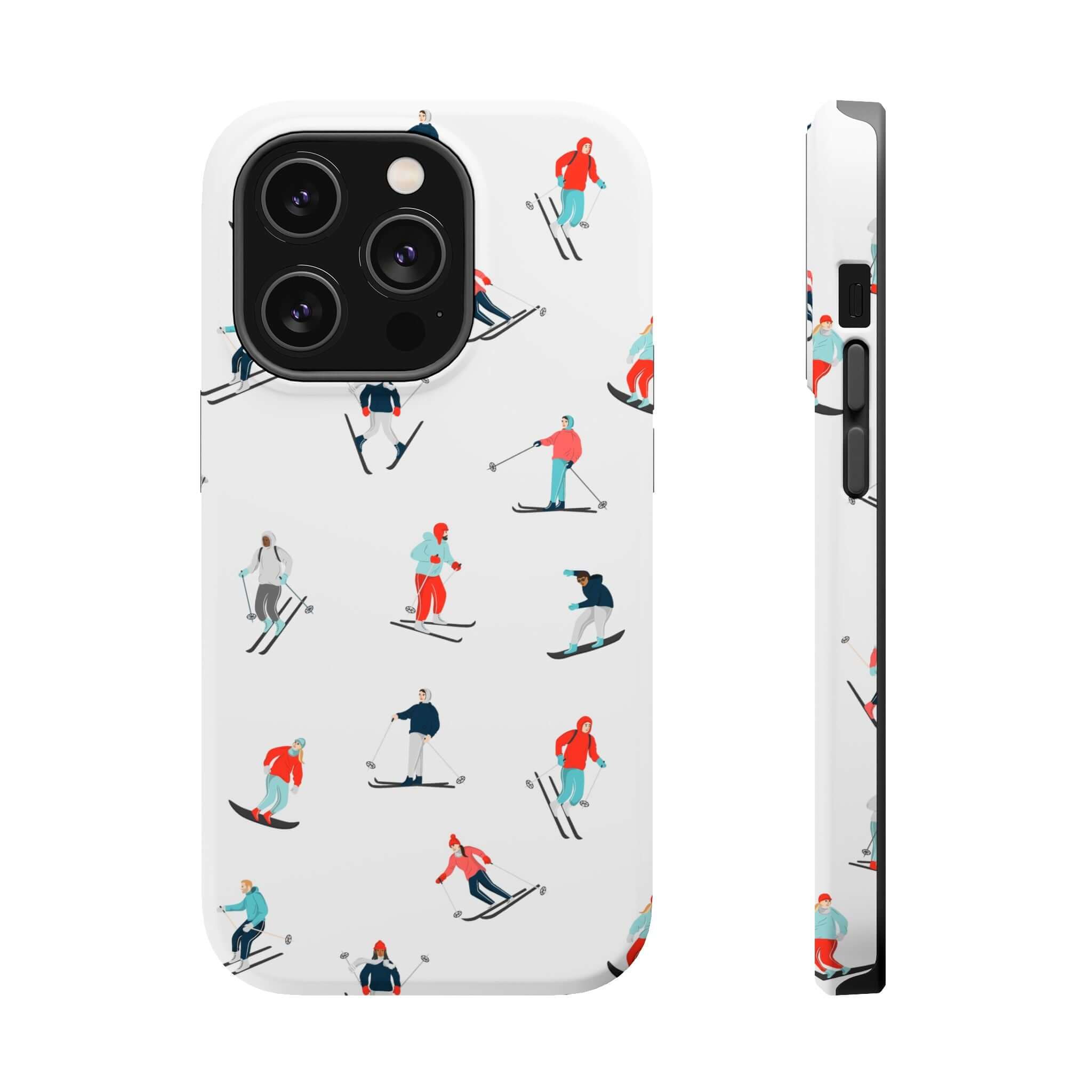 Cute phone cover featuring skiers, perfect phone case for iPhone lovers and winter sports enthusiasts.