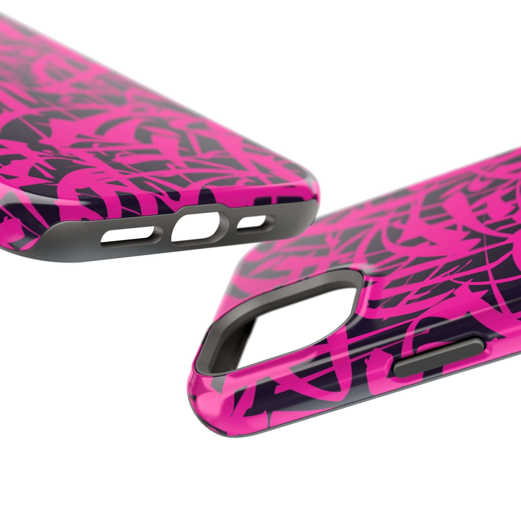 Colorful Midnight Pop pink art phone case showcasing unique design, perfect for personalizing your iPhone.