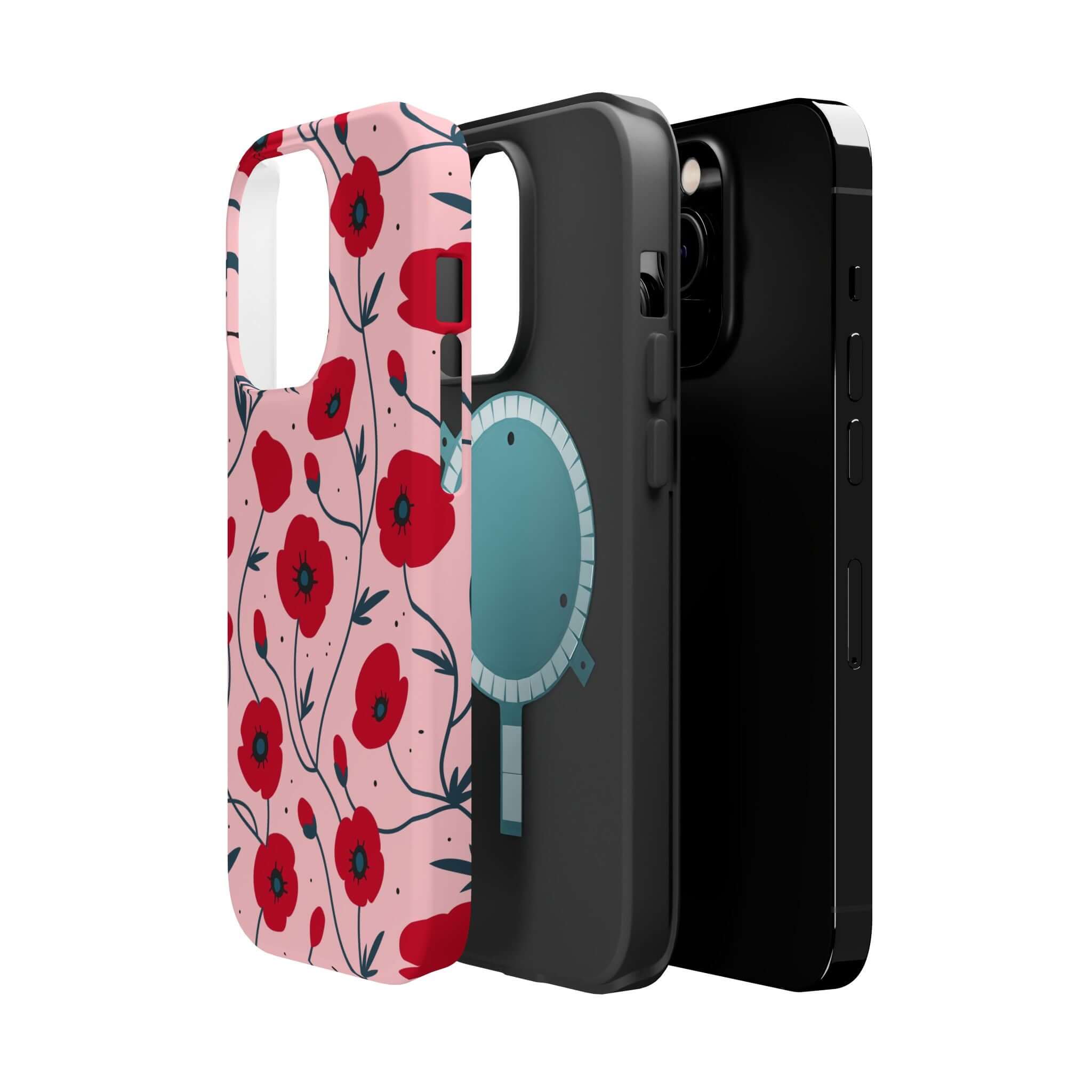 Cute pink floral iPhone case by Pink n Poppy with free shipping, featuring stylish flower design.