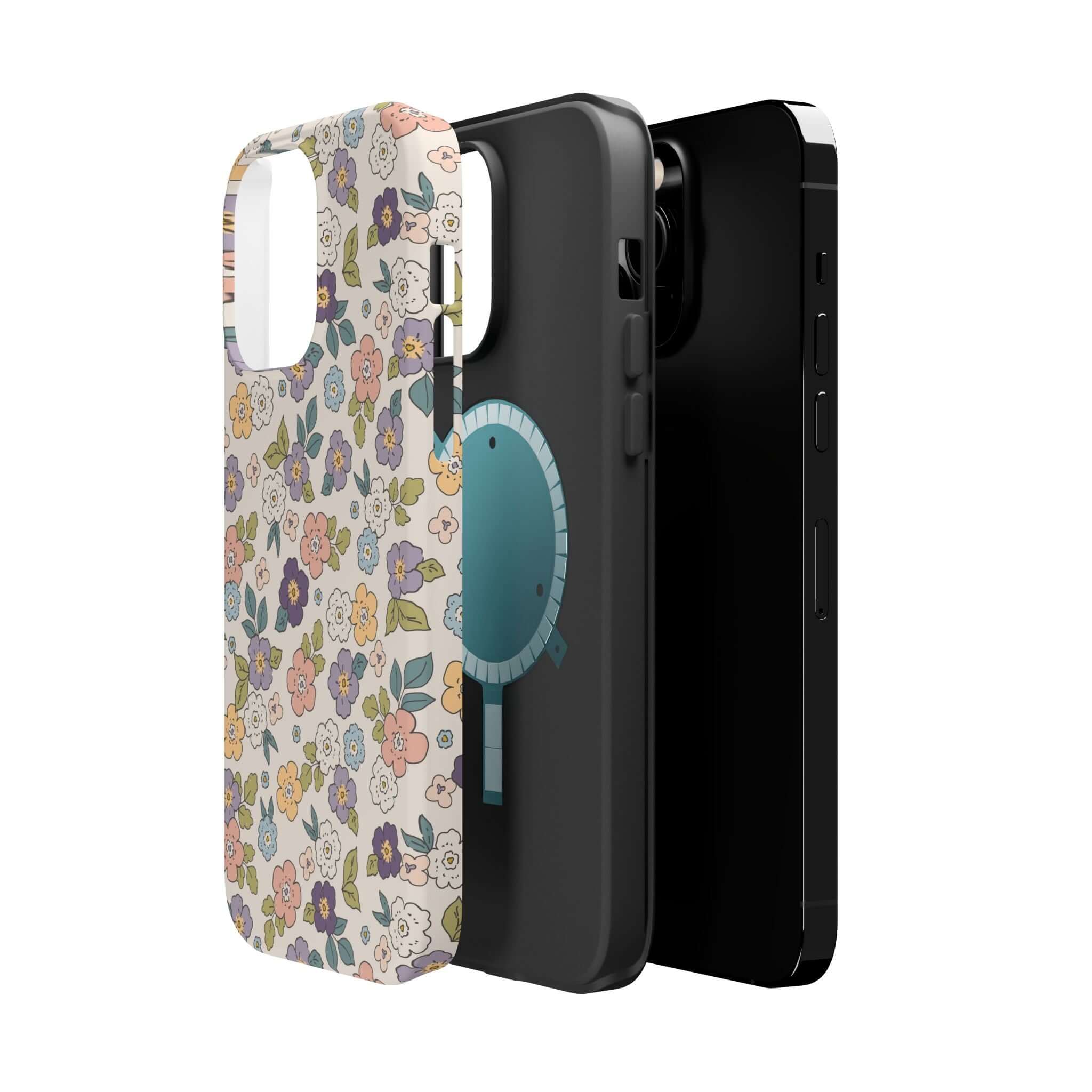 Colorful Ditsy Daisies iPhone case showcasing floral design and playful character, perfect for stylish phone users.