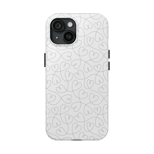 Silver Hearts Romance abstract hearts phone case for iPhone 14 Pro Max, perfect for brides and weddings, cute stylish design.