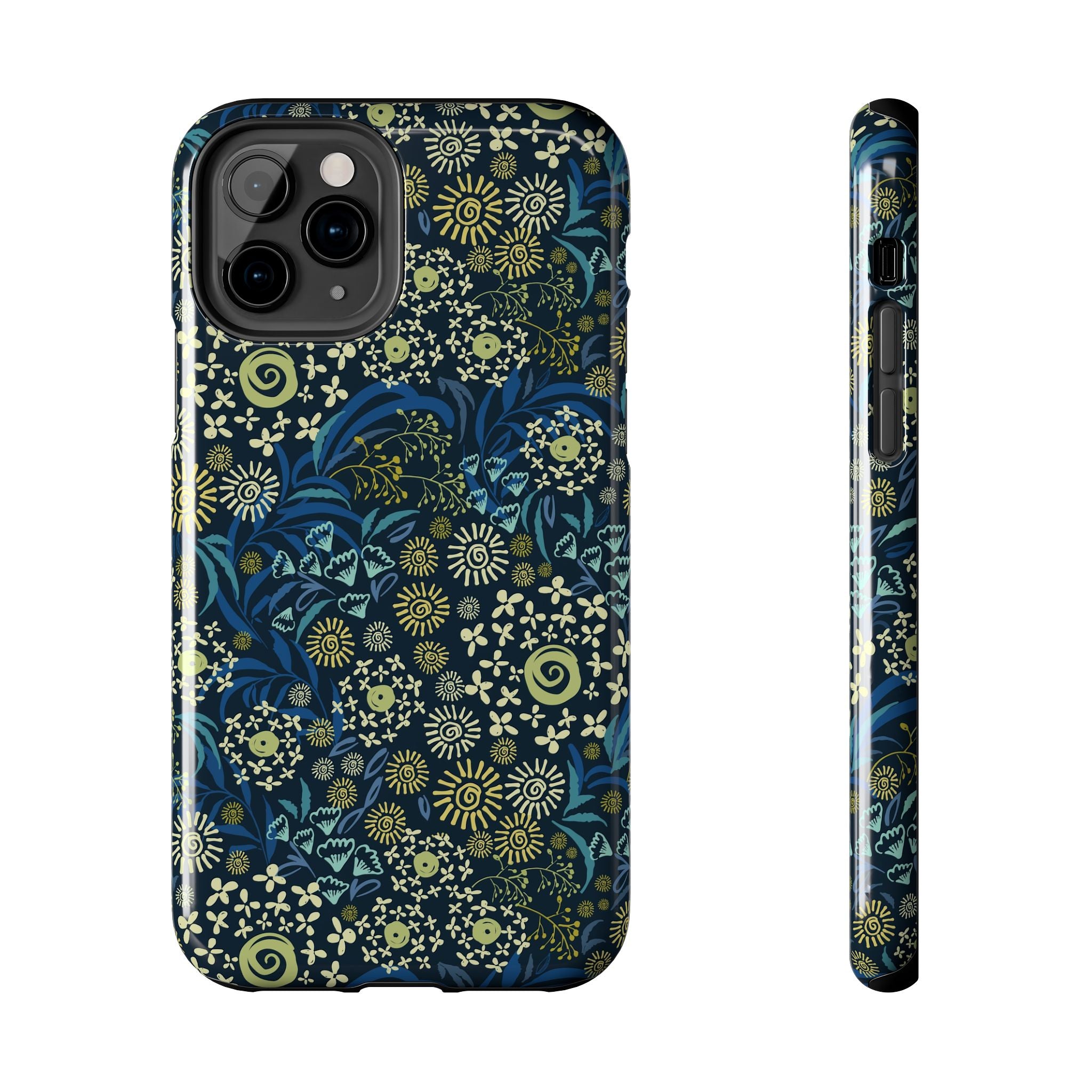 Botanic Breeze blue floral iPhone case cover with cute whimsical design, perfect phone case for iPhone, protects from scratches.