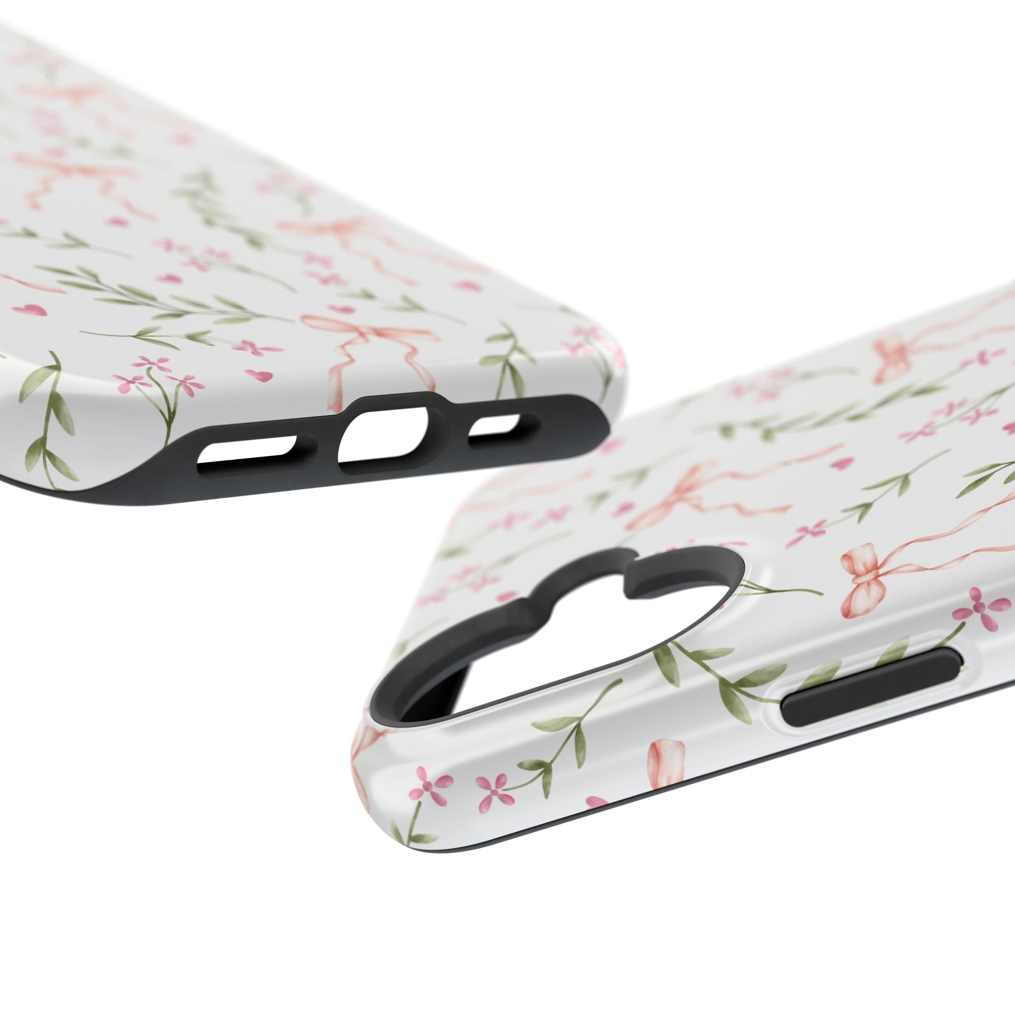 Charming Darling Daydream Pink Coquette MagSafe iPhone Case with bows and floral design, a cute and whimsical phone cover.