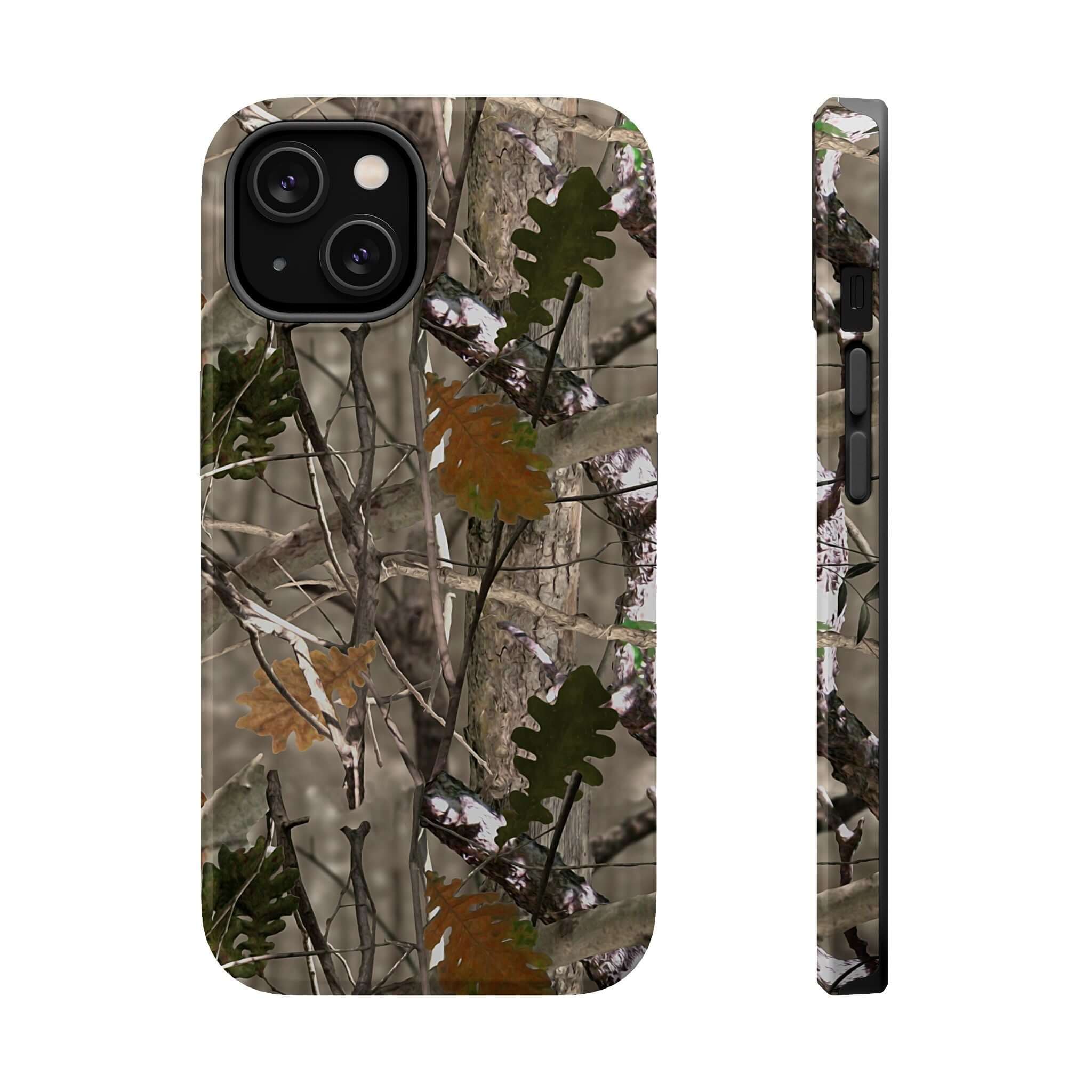 Forest camo phone case with MagSafe, featuring modern animal print design for a cute and stylish look. Perfect for iPhones.