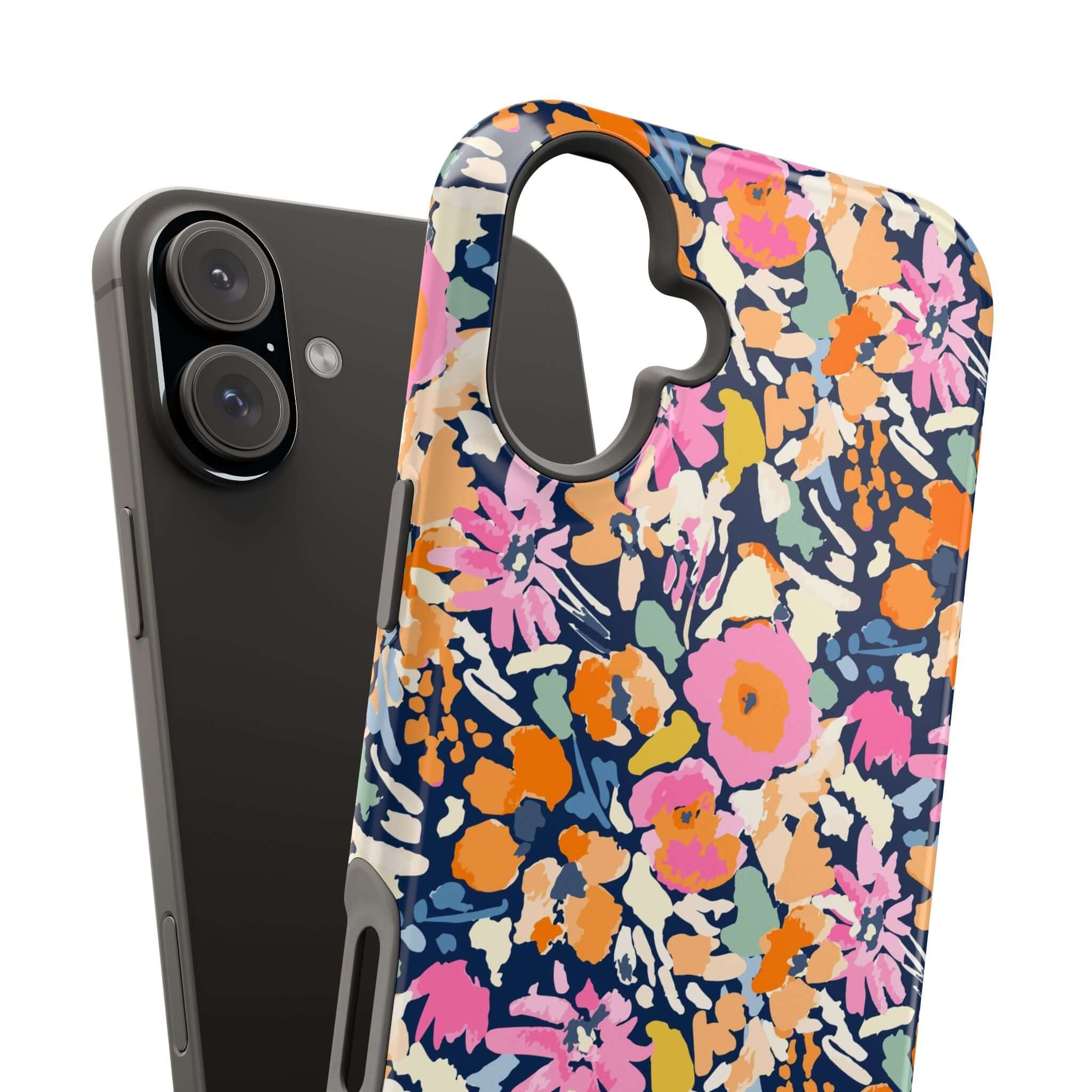 Colorful floral Botanic Burst iPhone 16 MagSafe case, cute and protective phone case with vibrant flower design