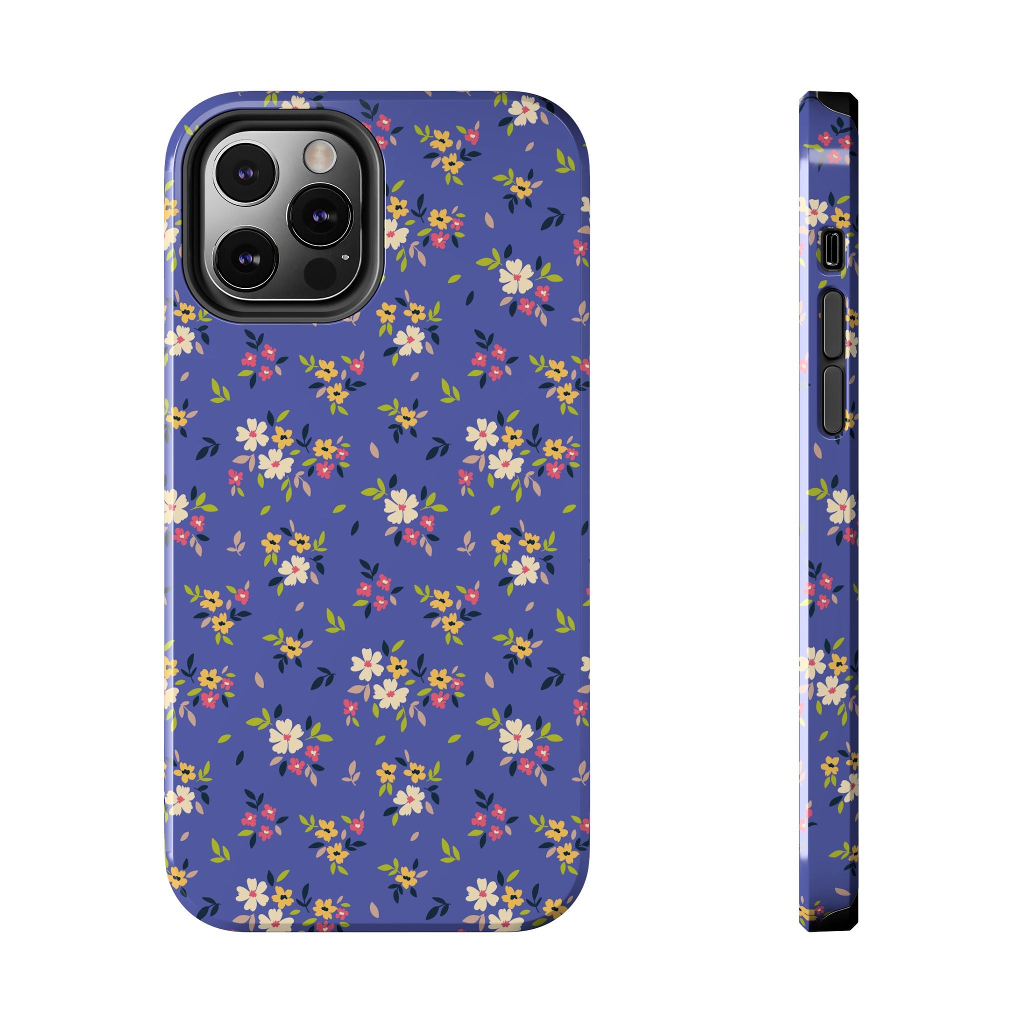 Cabaña campestre | Estuche con print de flores azul marino