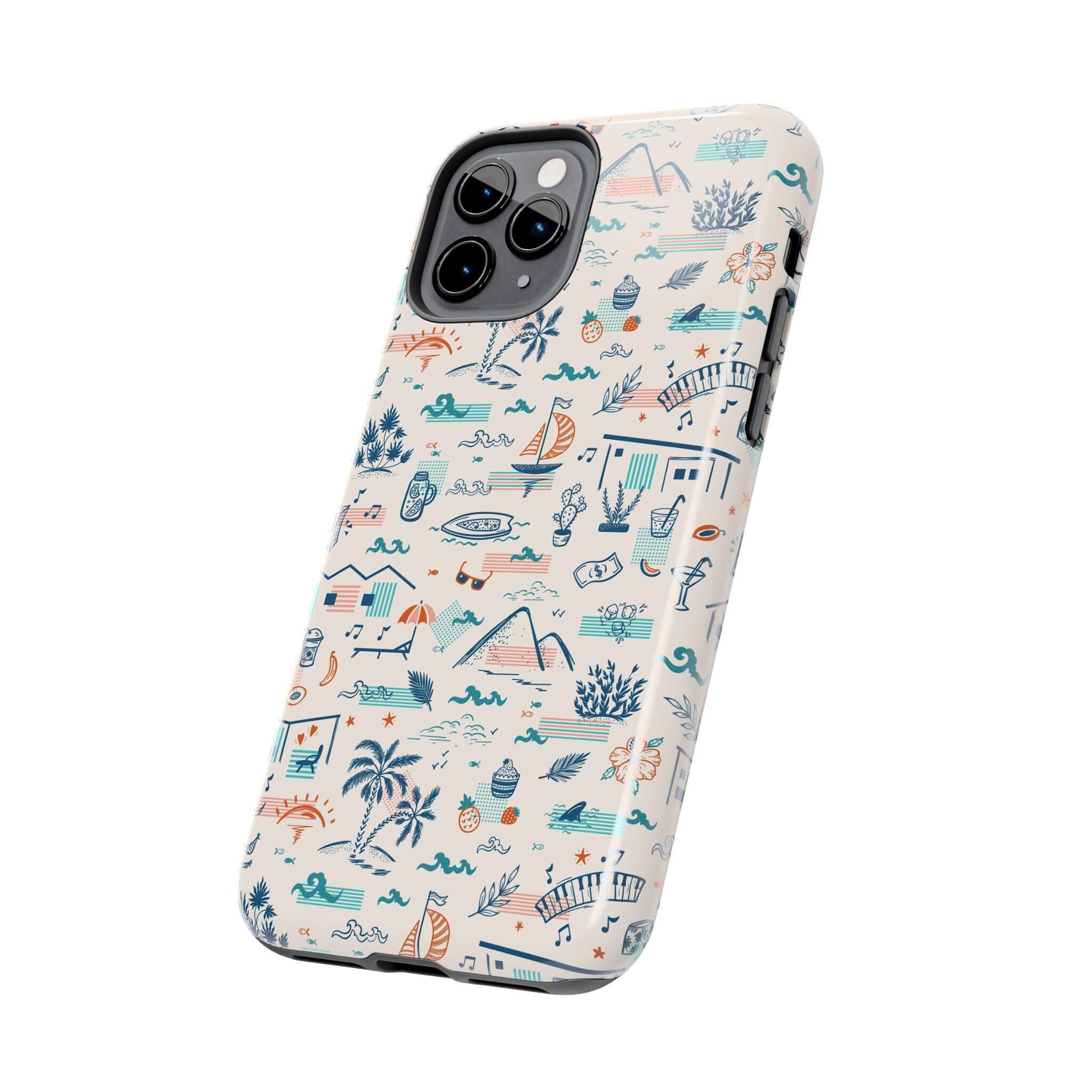 Colorful Forever on Vacation iPhone 14 Pro Max case featuring summer-themed design and cute vacation icons