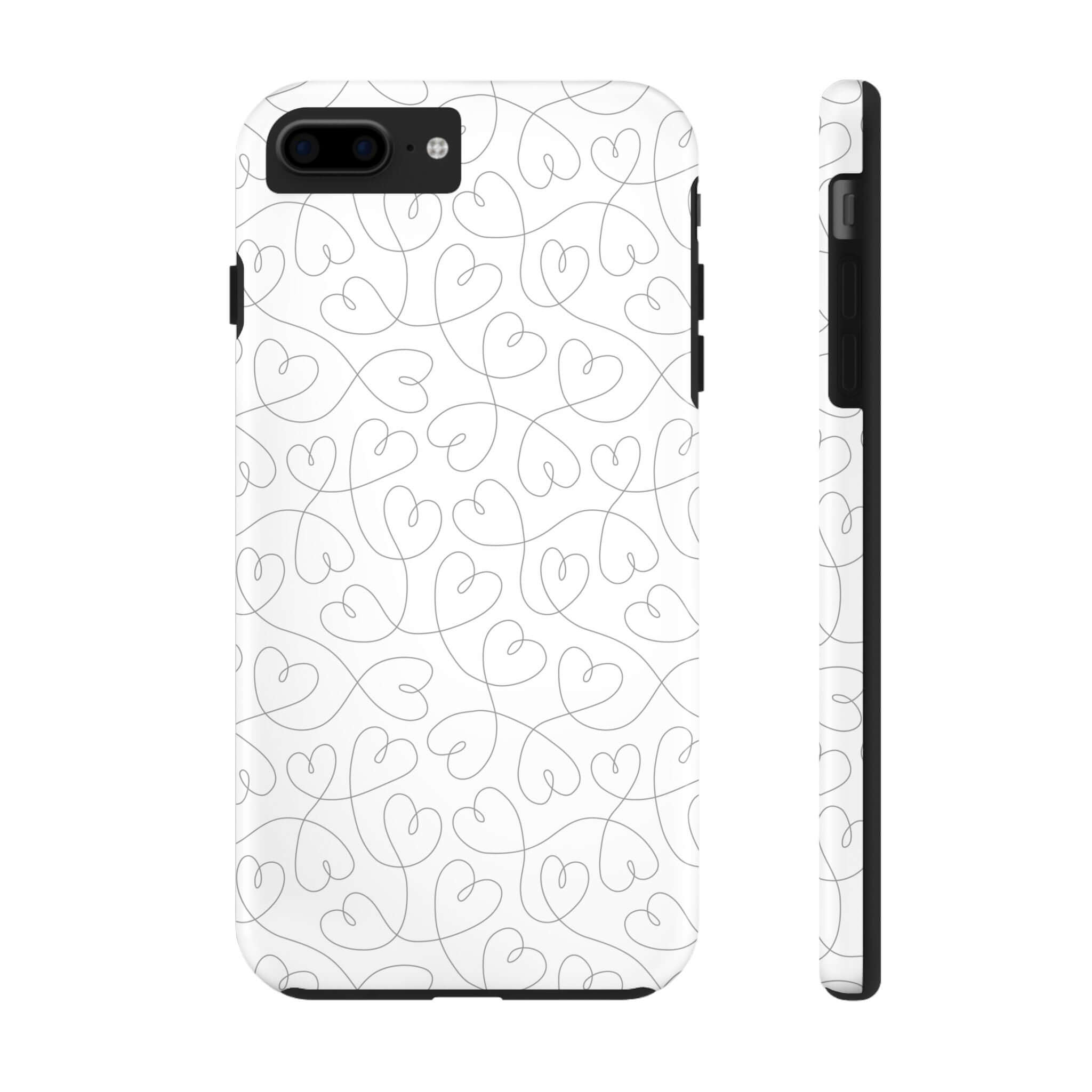 Abstract hearts phone case for iPhone 14 Pro Max with cute silver heart design, ideal for brides and weddings.