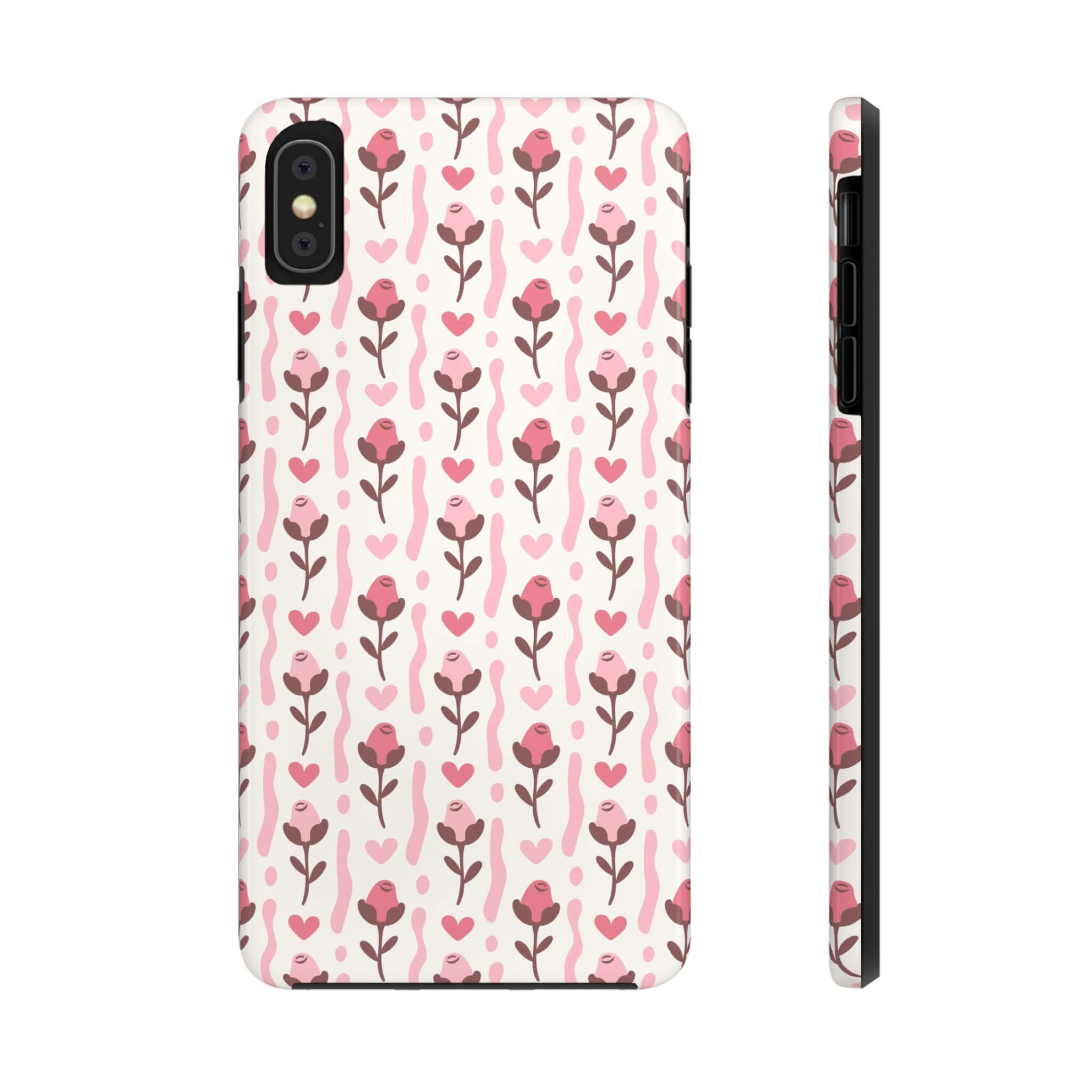 Custom cute iPhone case with red roses and coquette design, perfect phone cover for iPhone with free shipping available.