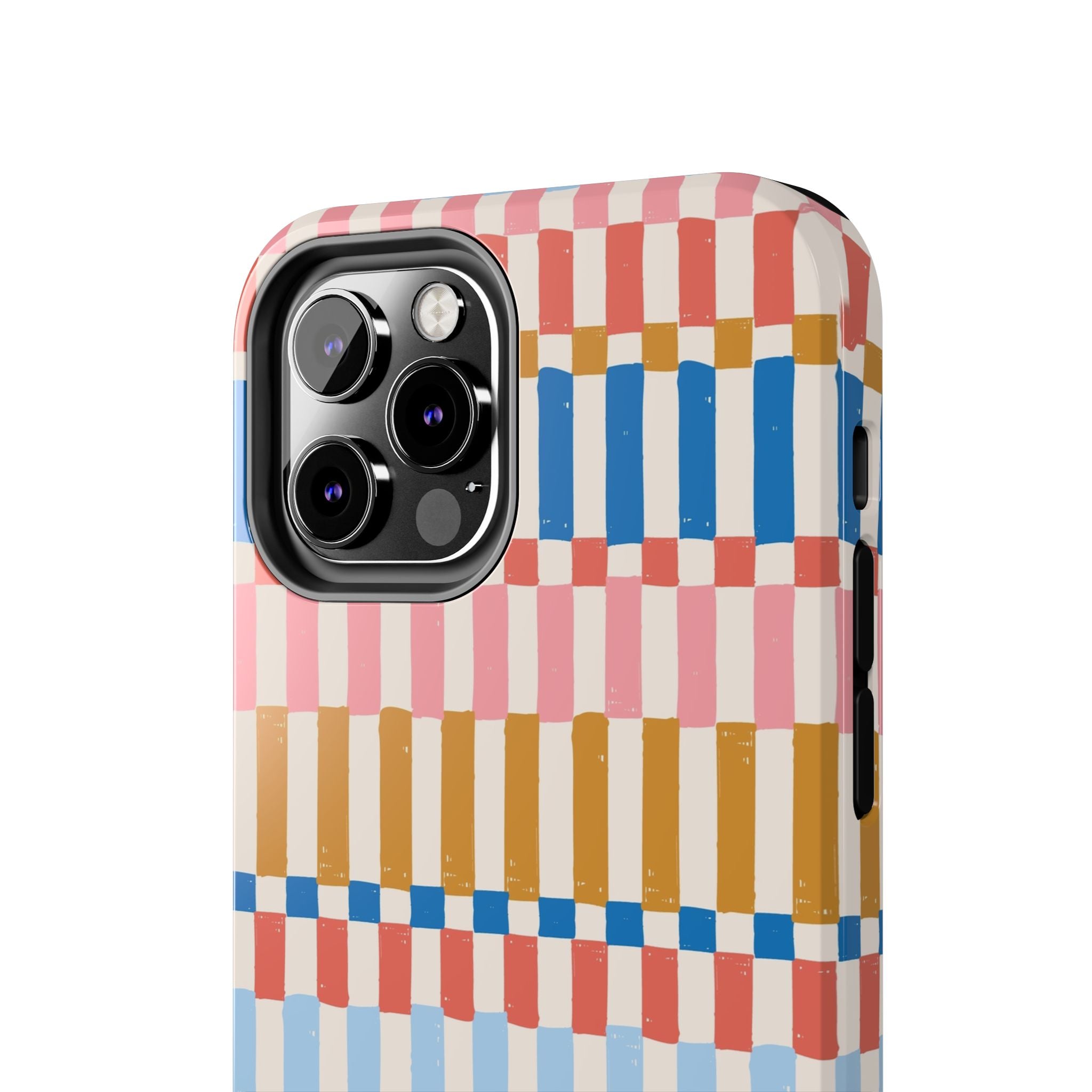 Colorwave Stripes vintage phone case with vibrant colorful stripes for iPhone, cute and stylish iPhone case cover.