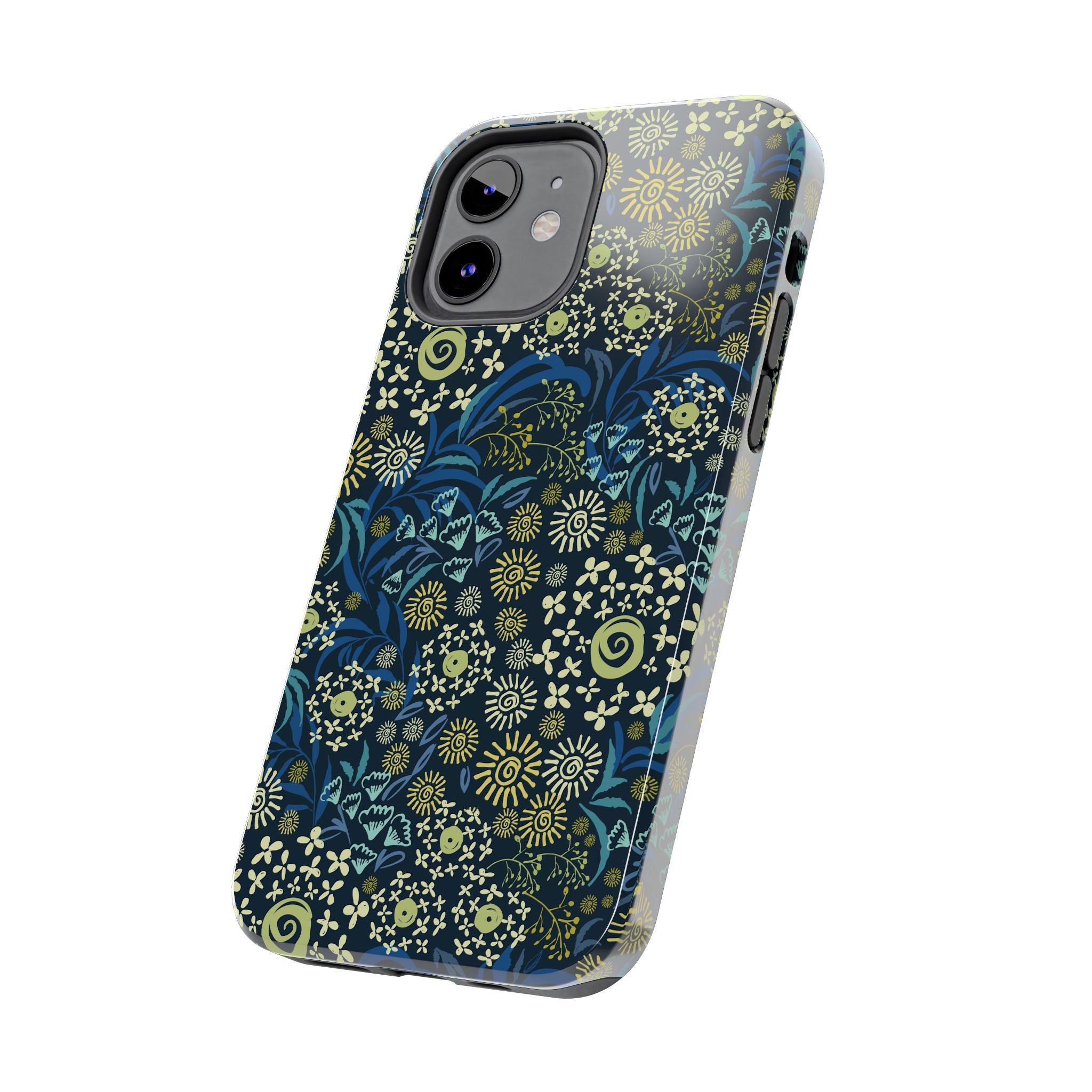 Botanic Breeze blue floral iPhone case cover with cute whimsical flower design for phone protection.