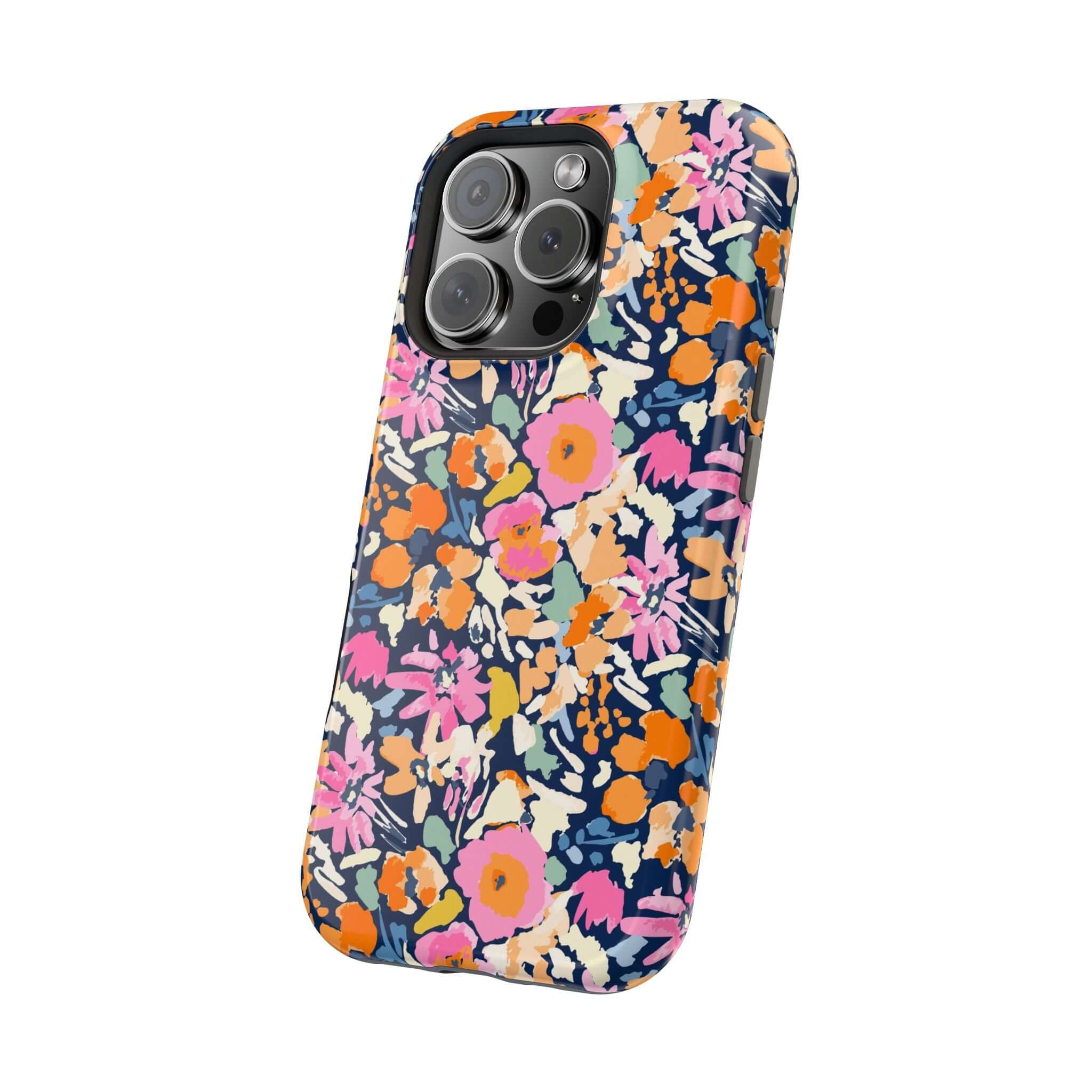 Colorful Botanic Burst floral MagSafe iPhone 16 case for cute and stylish protection.