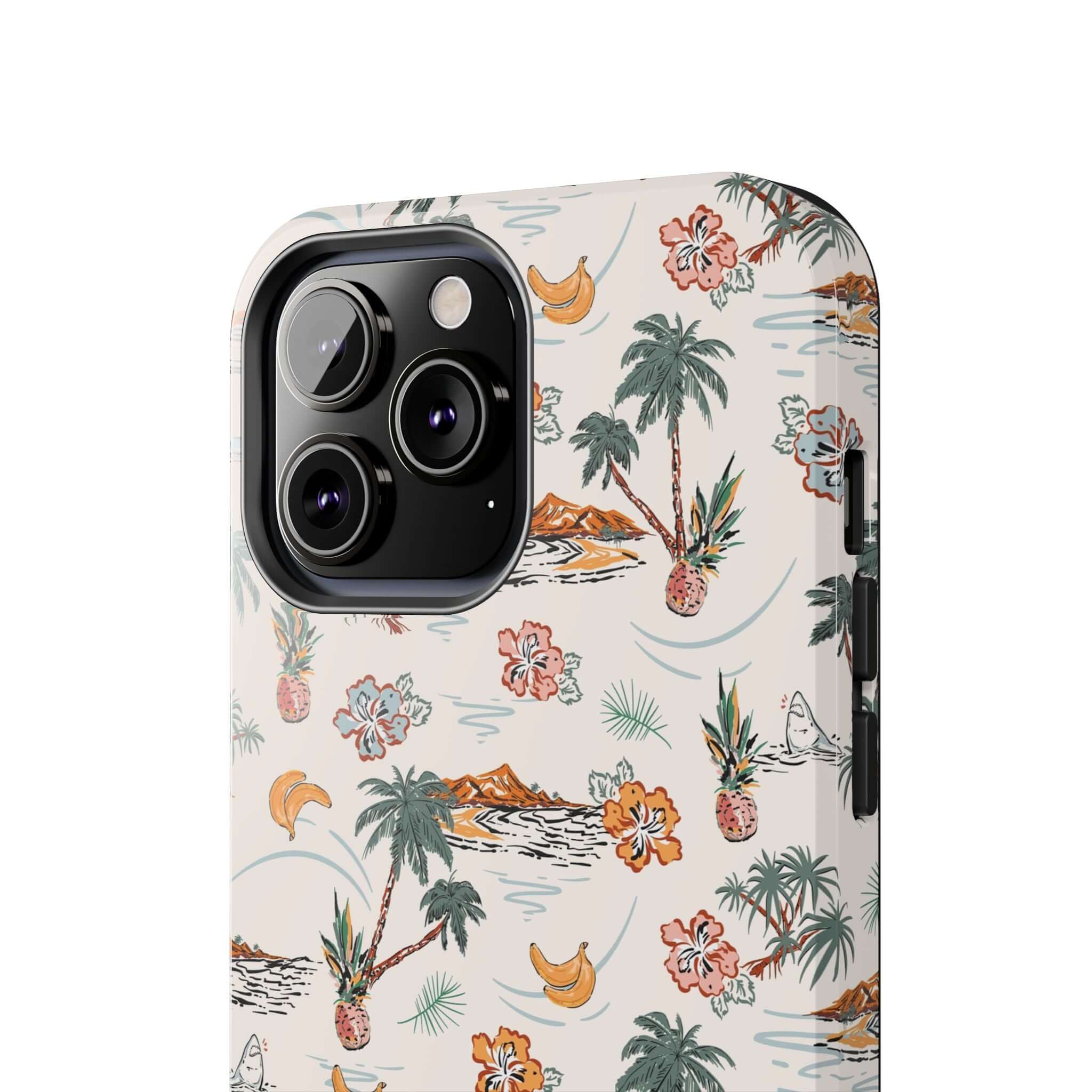 Cute iPhone 14 case with tropical palm tree design, perfect beach vacation phone cover, free shipping