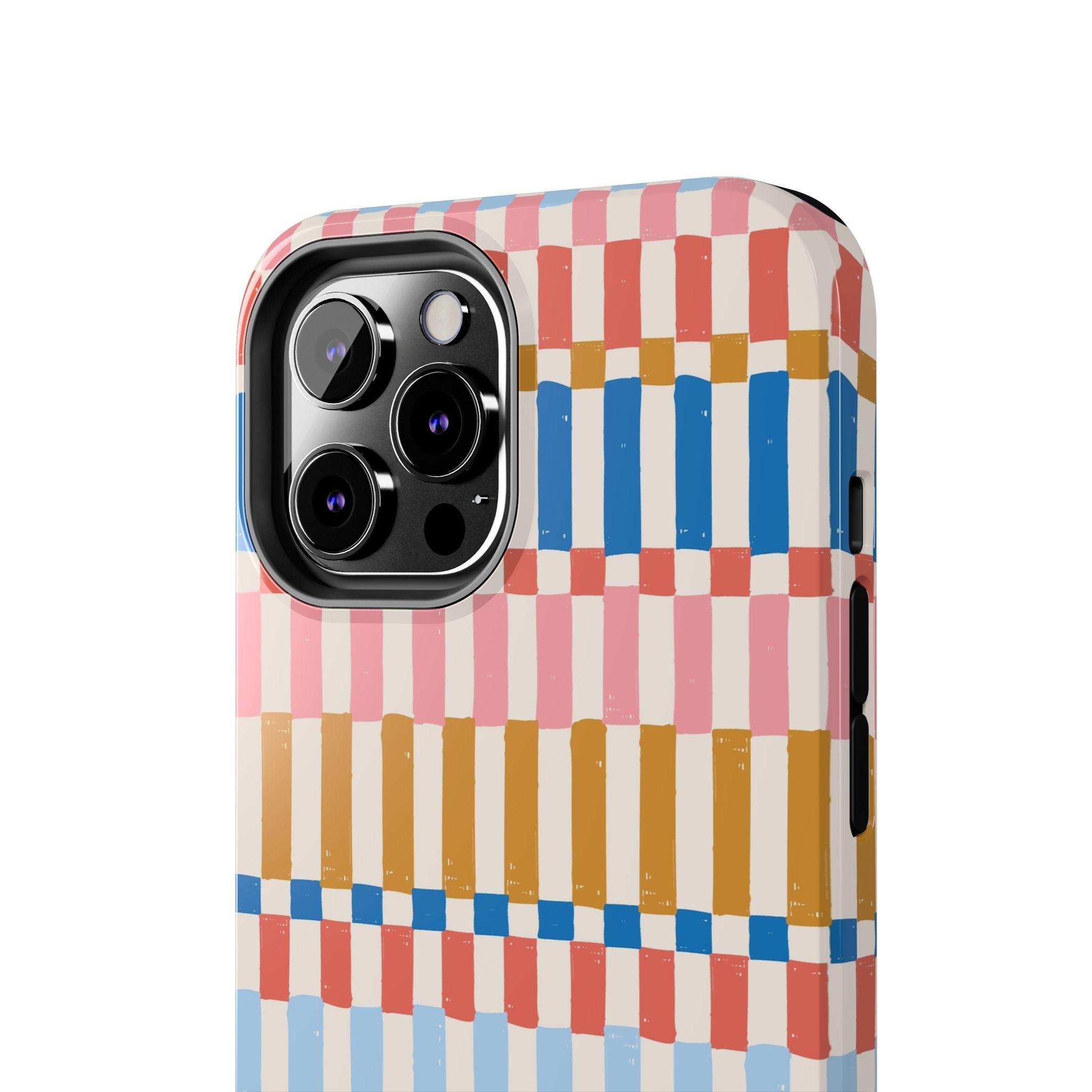 Colorwave Stripes vintage iPhone case with vibrant stripes design, offering cute and stylish protection for your phone.