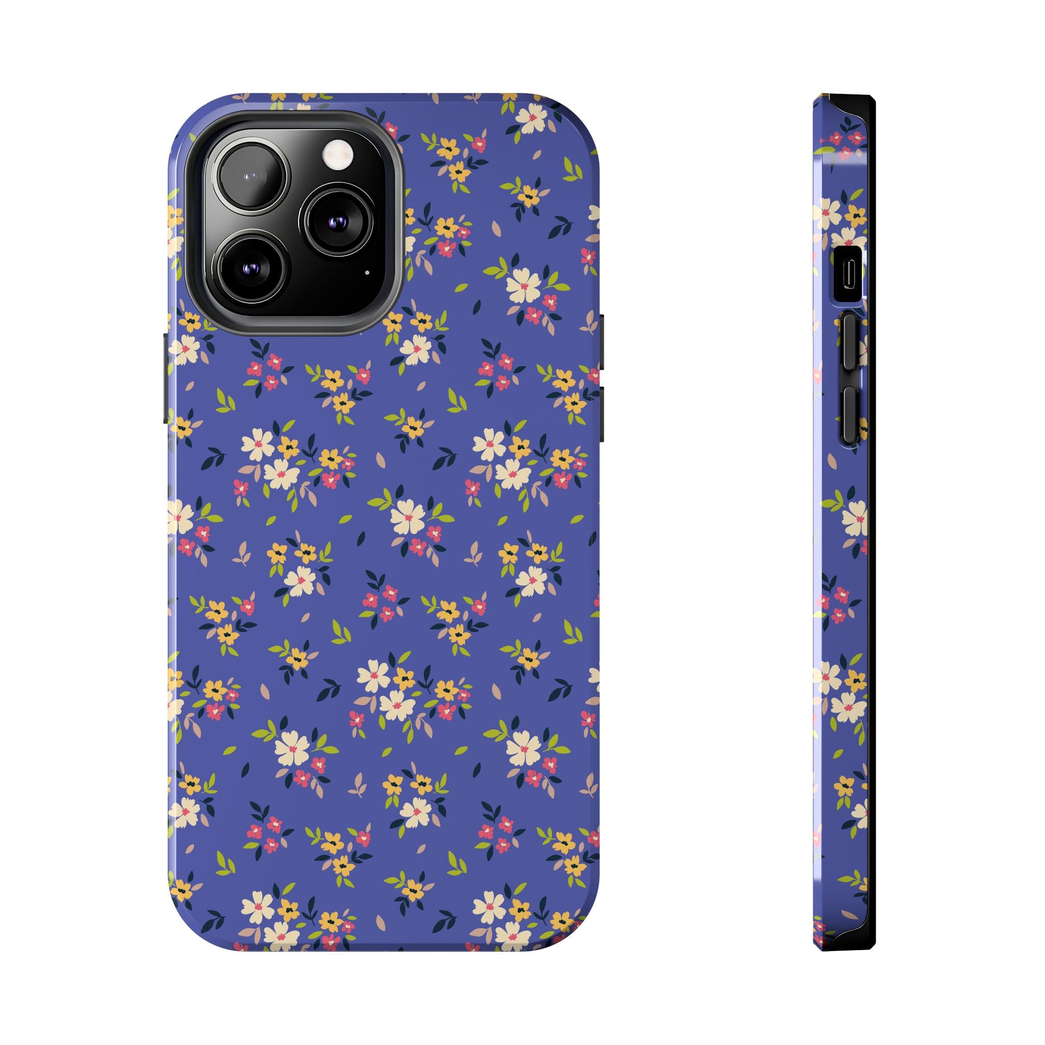 Cabaña campestre | Estuche con print de flores azul marino