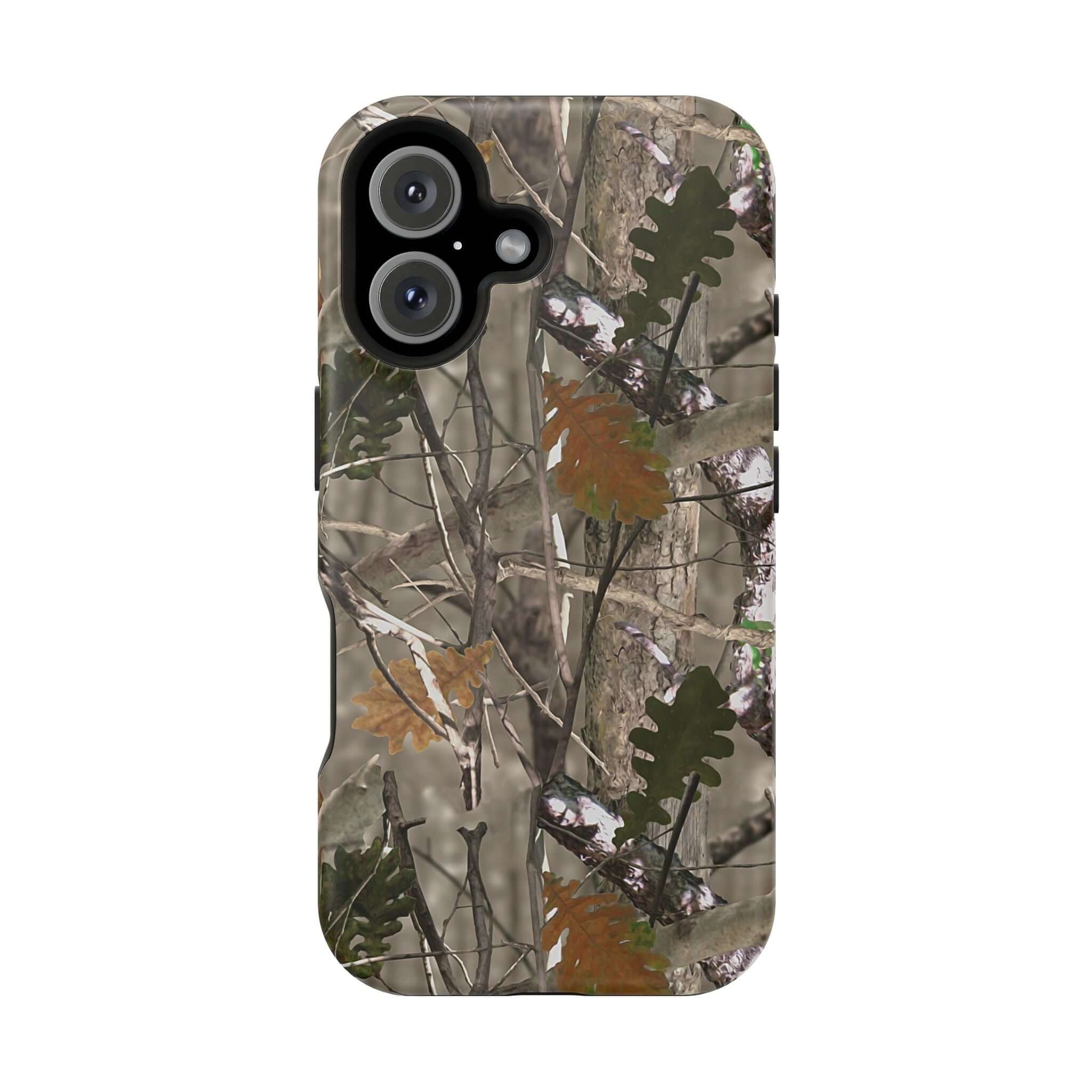 Forest camo phone case with MagSafe, featuring a stylish animal print design for a cute, modern iPhone accessory.