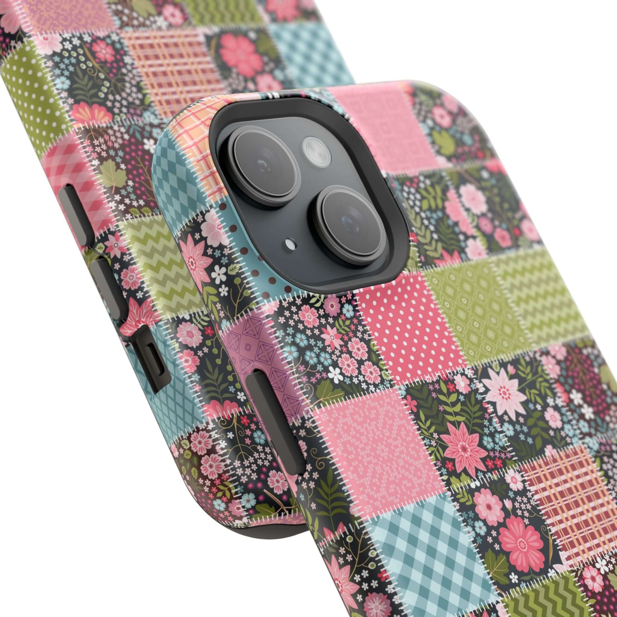 Groovy Flora Forage wildflower patchwork MagSafe iPhone case, perfect cute floral phone cover for free-spirited, granola vibes.