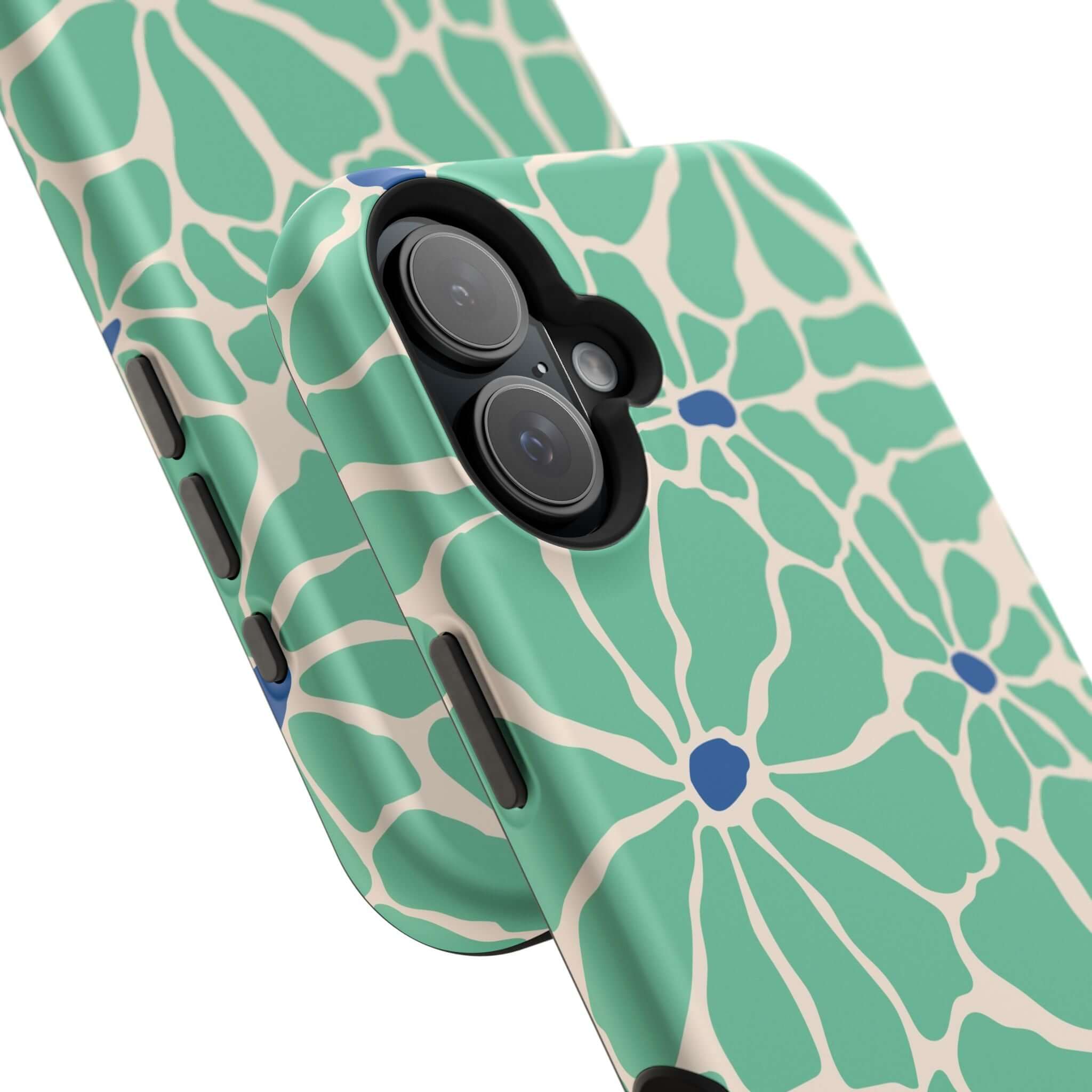 Cute Retro Floral Case for iPhone featuring a vibrant tropical design and MagSafe compatibility. Perfect phone cover!