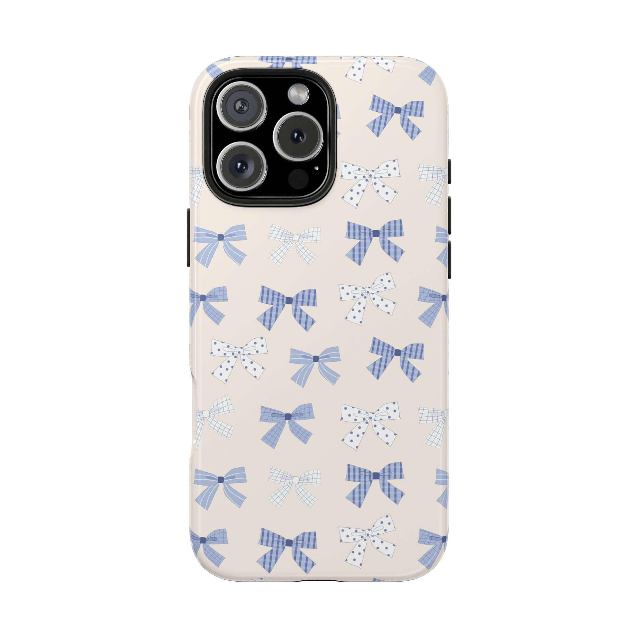 Cute phone case with blue bows, Bride to Be Blue Coquette design, perfect for iPhone 16 protection and style.