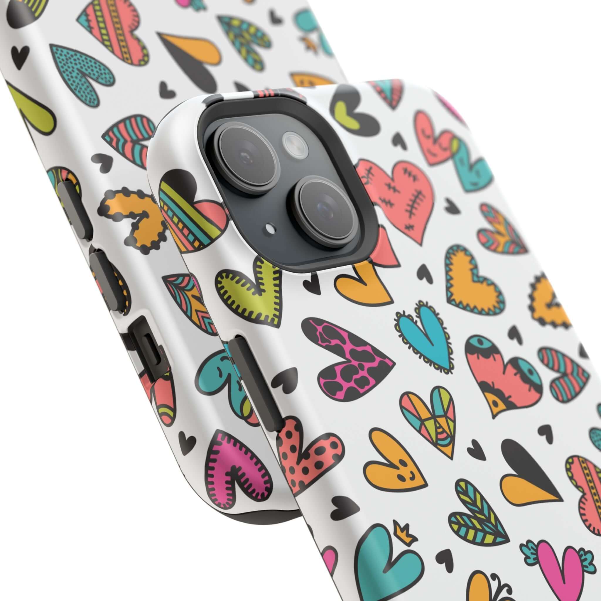 Cute iPhone case with colorful heart patterns, Kaleidoscope of Hearts design. Free shipping on iPhone cases with flowers.