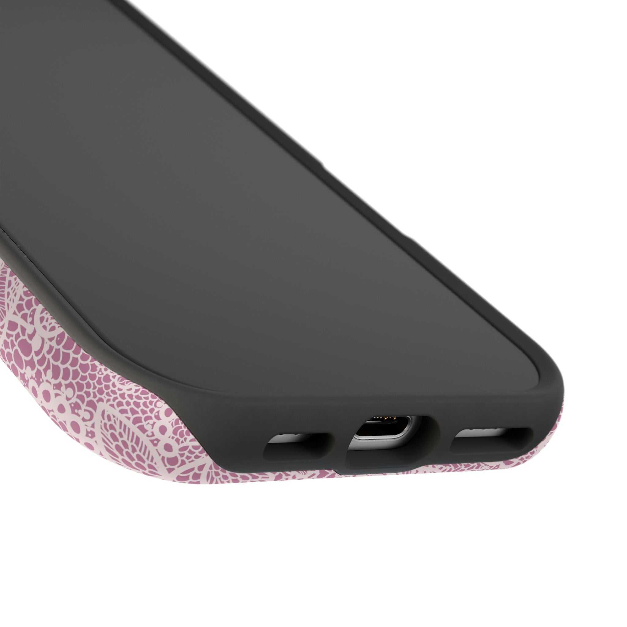 Pink Lace MagSafe iPhone Case with floral design for a cute, country charm. Protect your phone in style with this playful cover.