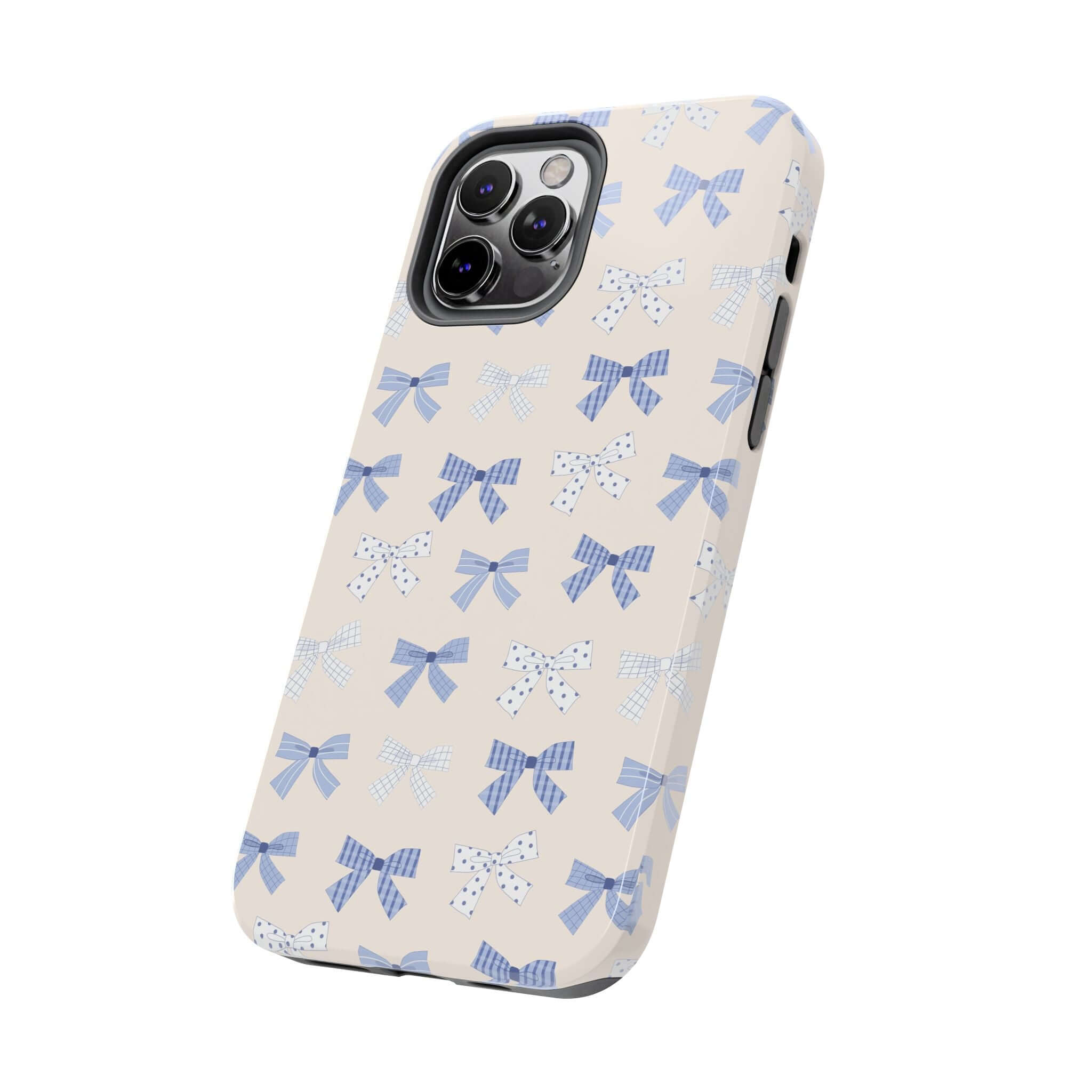 Cute phone case with blue bows for iPhone 16, Bride to Be Blue Coquette design, stylish protection for brides-to-be.