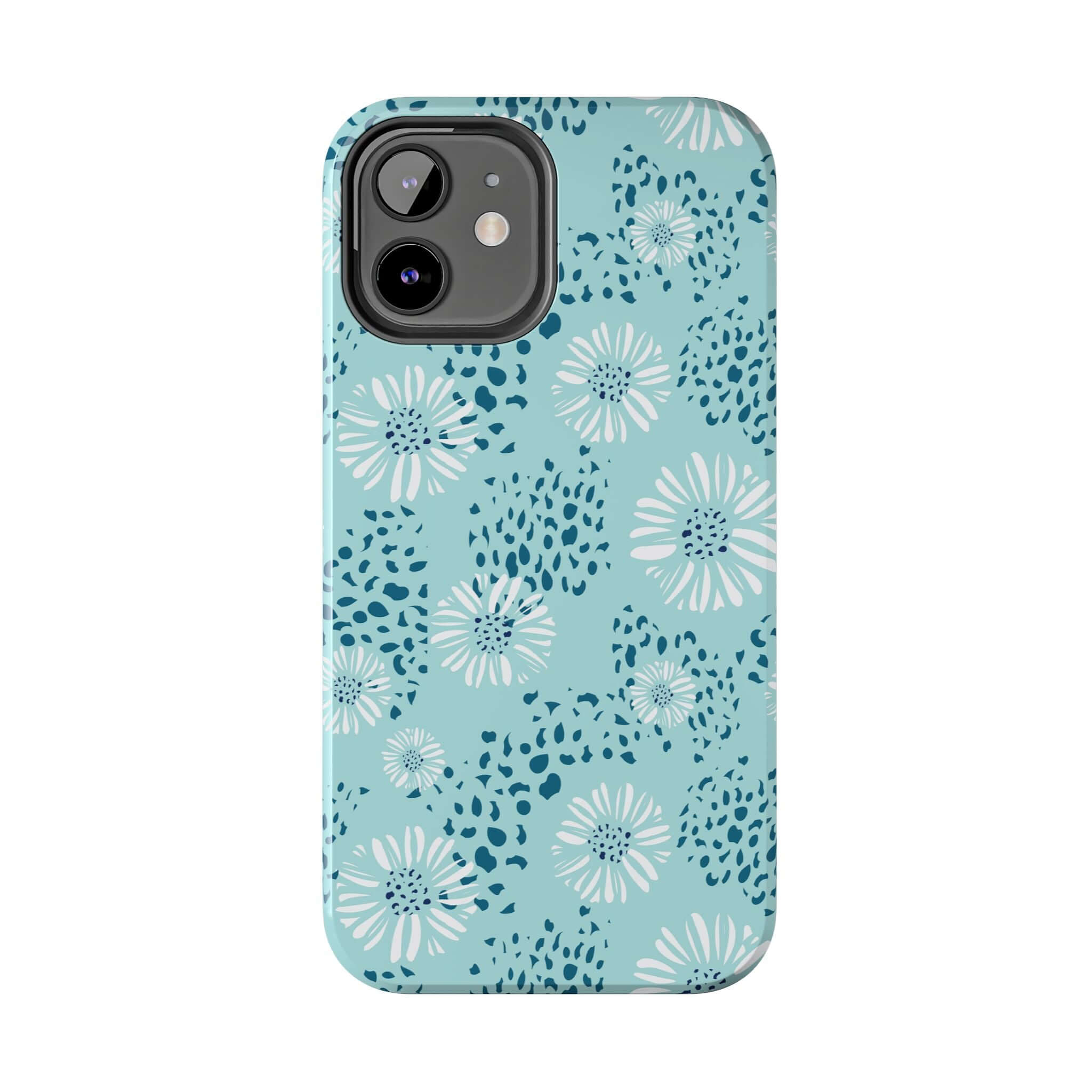 Teal floral beach iPhone case with coastal aesthetics design - colorful cute phone case for iPhone 14 Pro Max and Samsung S23