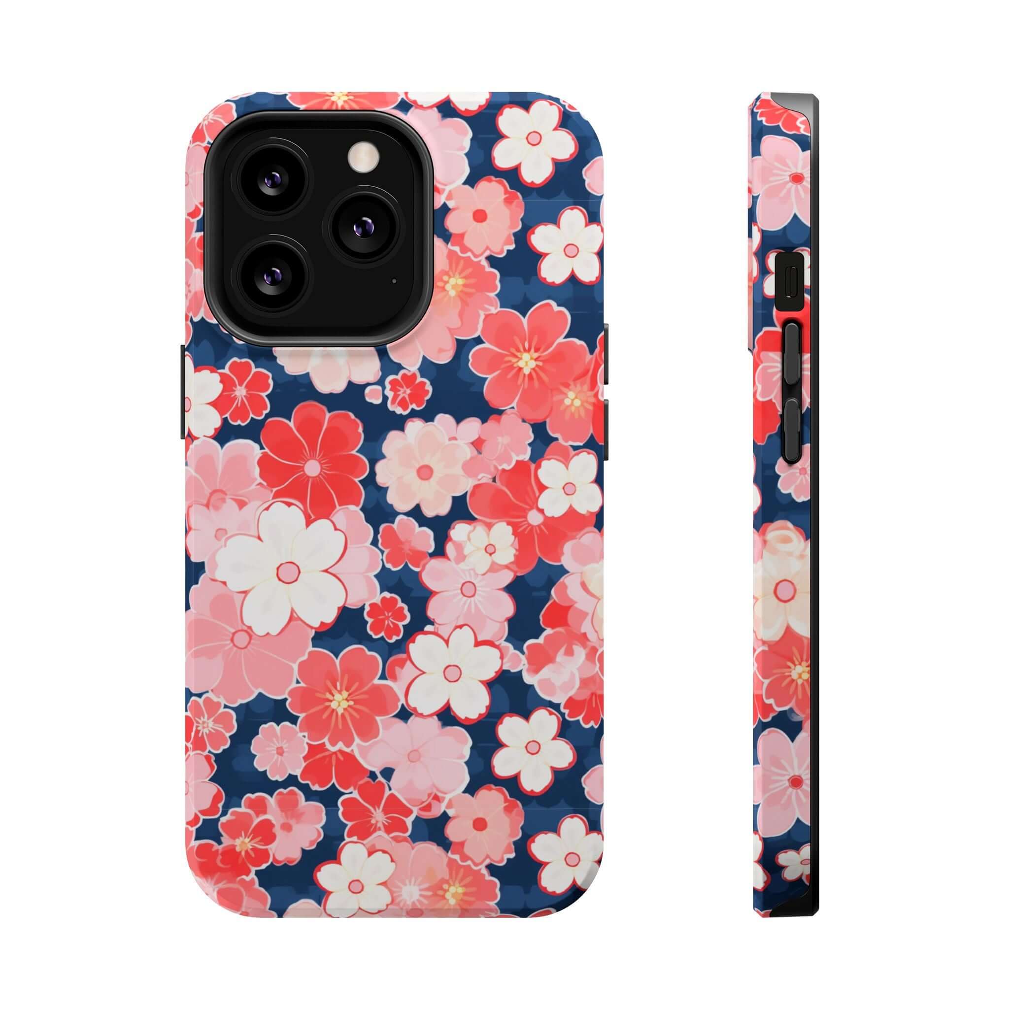 Oh So Pretty Pink Floral iPhone 14 Pro Max case with vibrant flower design, free shipping, protects your phone, fun and stylish accessory