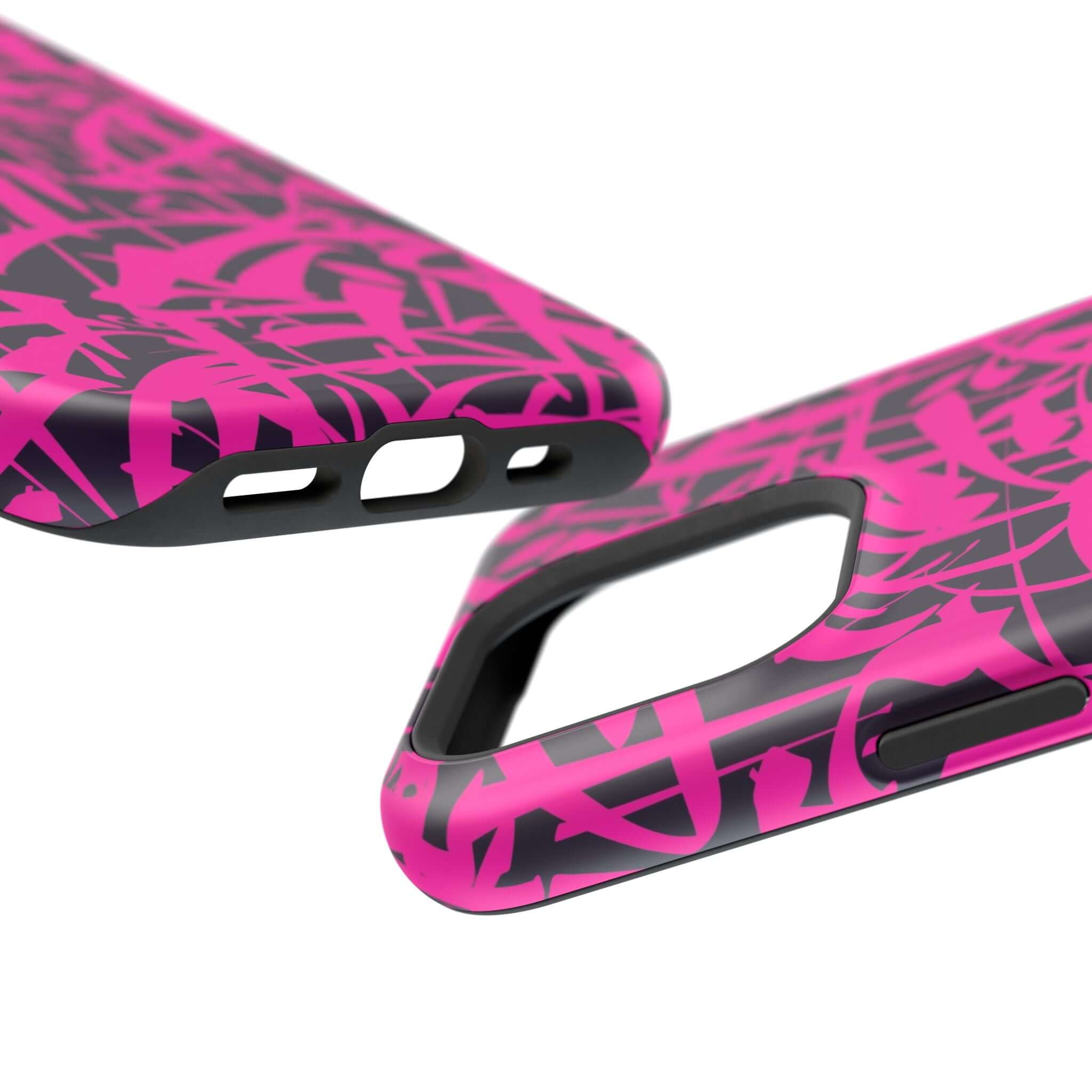 Close-up of the Midnight Pop Pink Art Case, showcasing its unique design and fun, colorful patterns for iPhone protection.