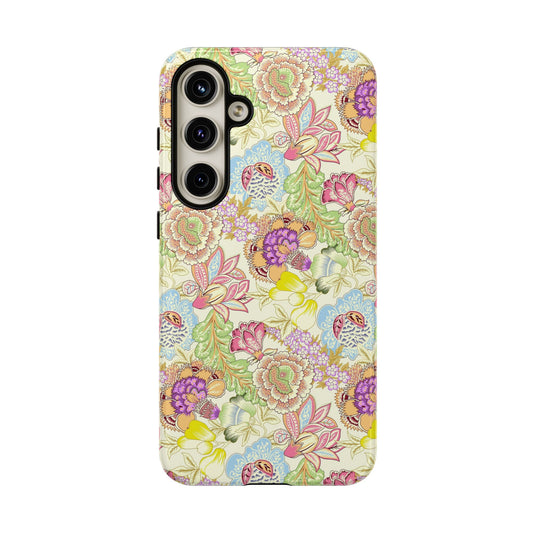 Colorful Oriental Garden phone case with cute floral design for iPhone 14, Samsung, and Pixel - perfect protective case for stylish users.