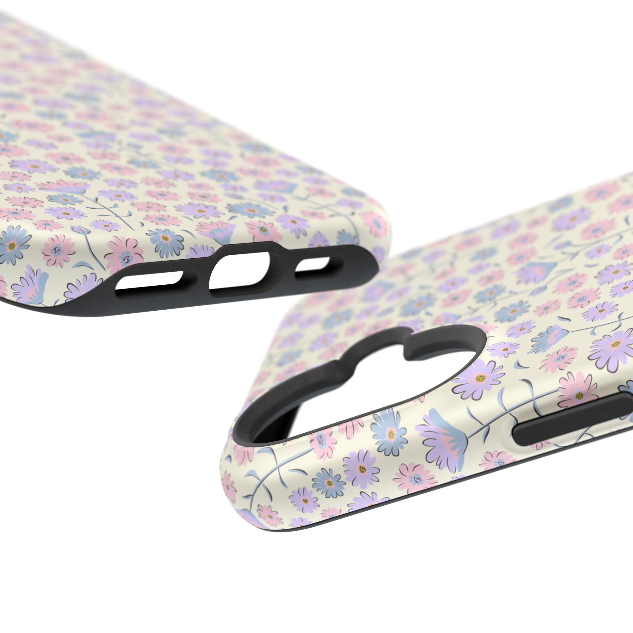 Pink Flower MagSafe iPhone 16 case with cottagecore design, featuring a cute floral pattern for stylish phone protection.