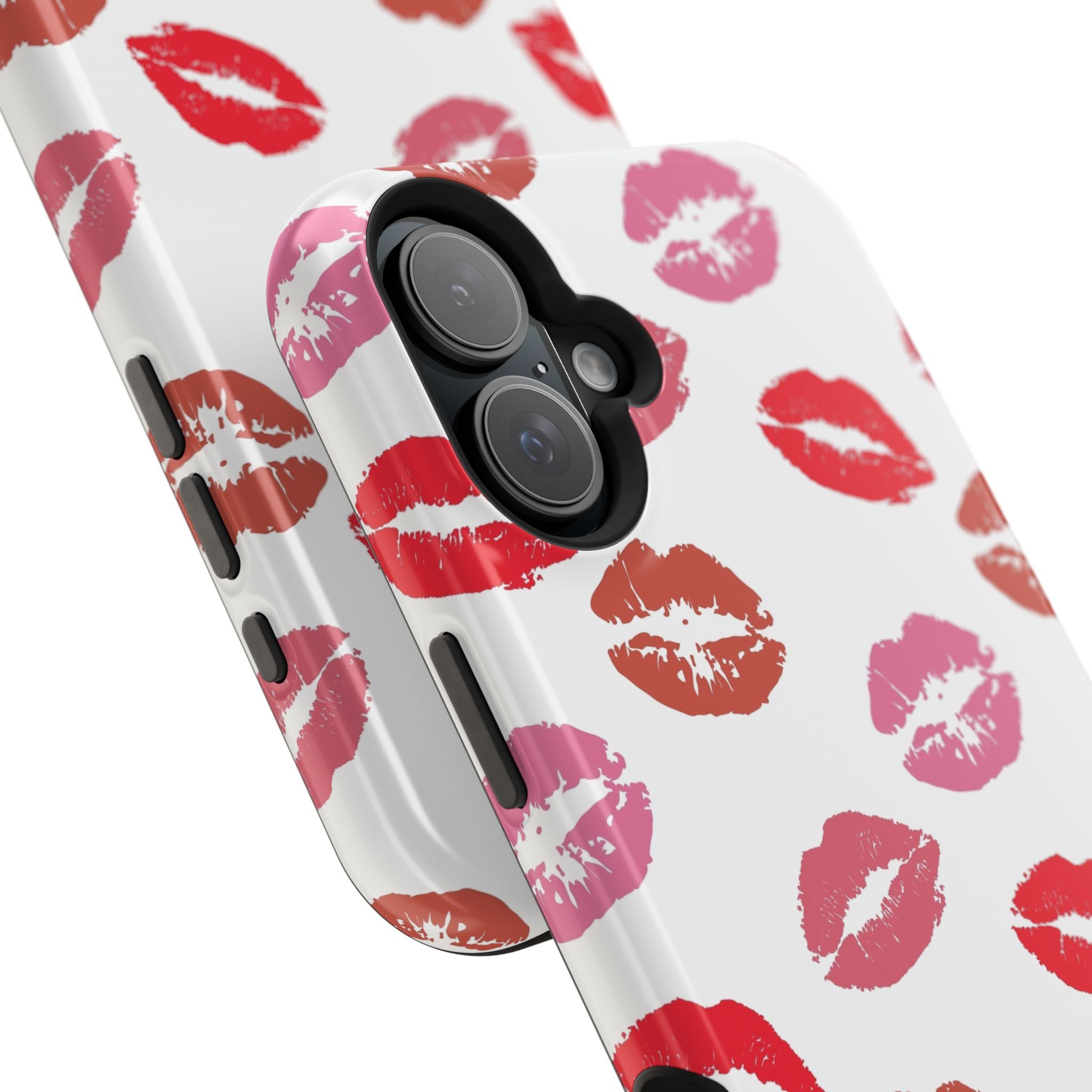 Cute phone case with colorful lip prints, perfect for adding a fun and flirty touch to your iPhone while providing protection.