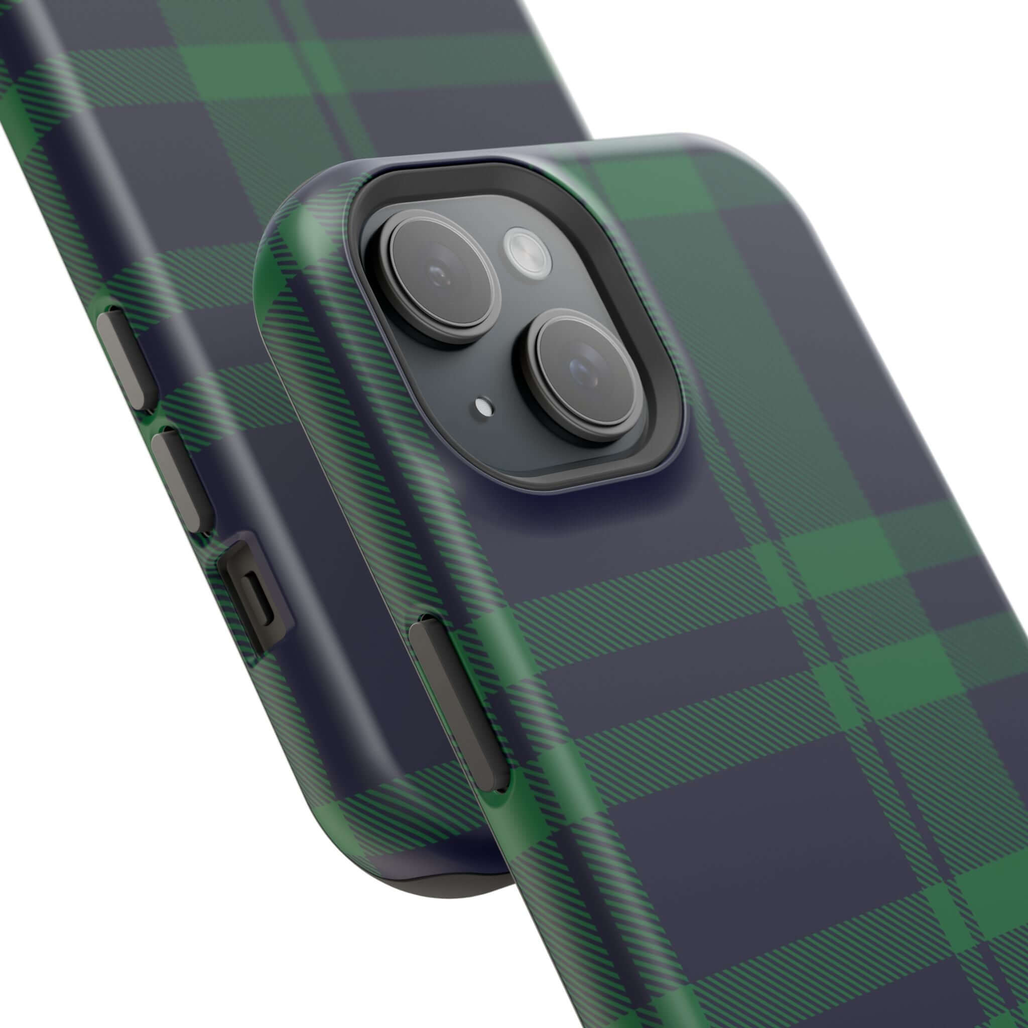 Mistletoe Plaid MagSafe Case showcasing a cute plaid pattern, perfect for festive holiday phone protection.