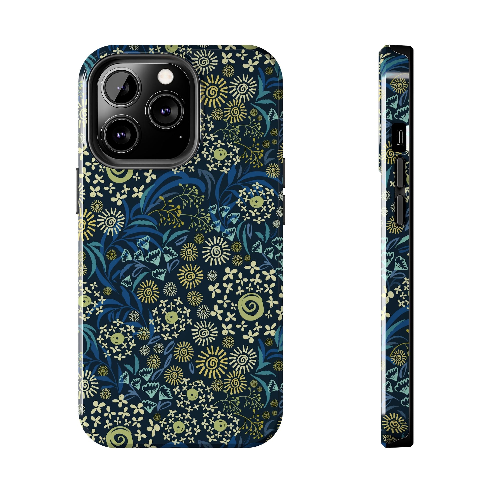 Botanic Breeze Blue Floral Phone Case - Cute iPhone case cover with whimsical flower design, scratch-resistant iPhone case.