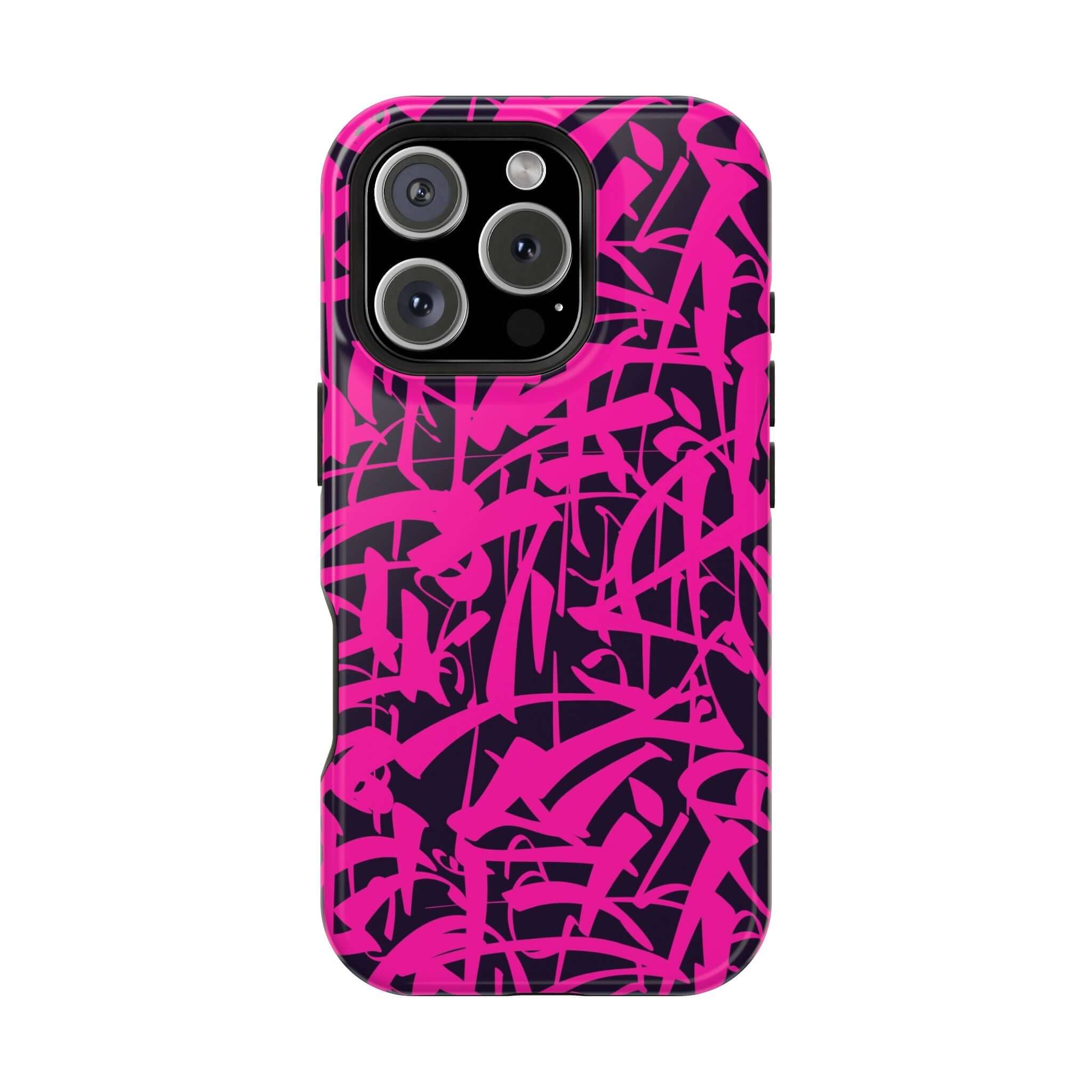 Cute pink art case for iPhone featuring playful graffiti design, perfect as a fun phone cover.